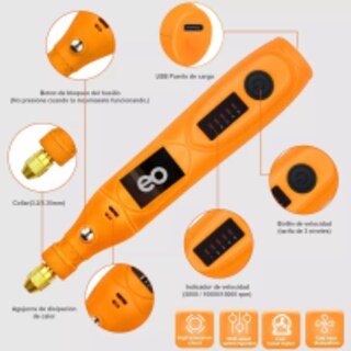 Foto 3 | Set Mini Mototool Taladro Pulido Con Accesorios Eo Safe Imports Esi-8217-1 Naranja