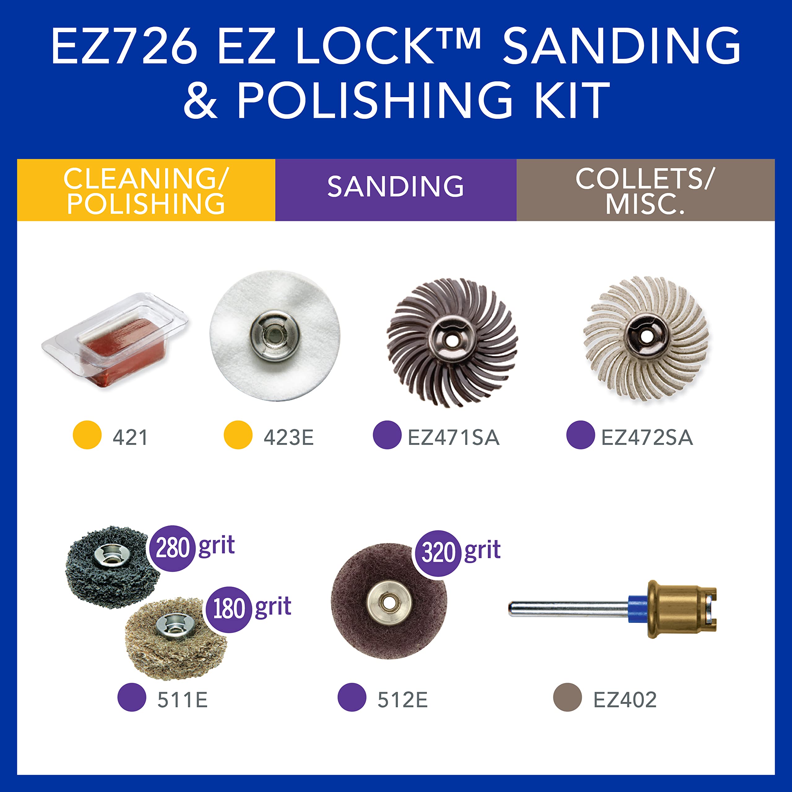 Foto 3 pulgar | Kit de Accesorios Rotativos Dremel EZ726-01 EZ Lock Juego de 8 Piezas - Venta Internacional
