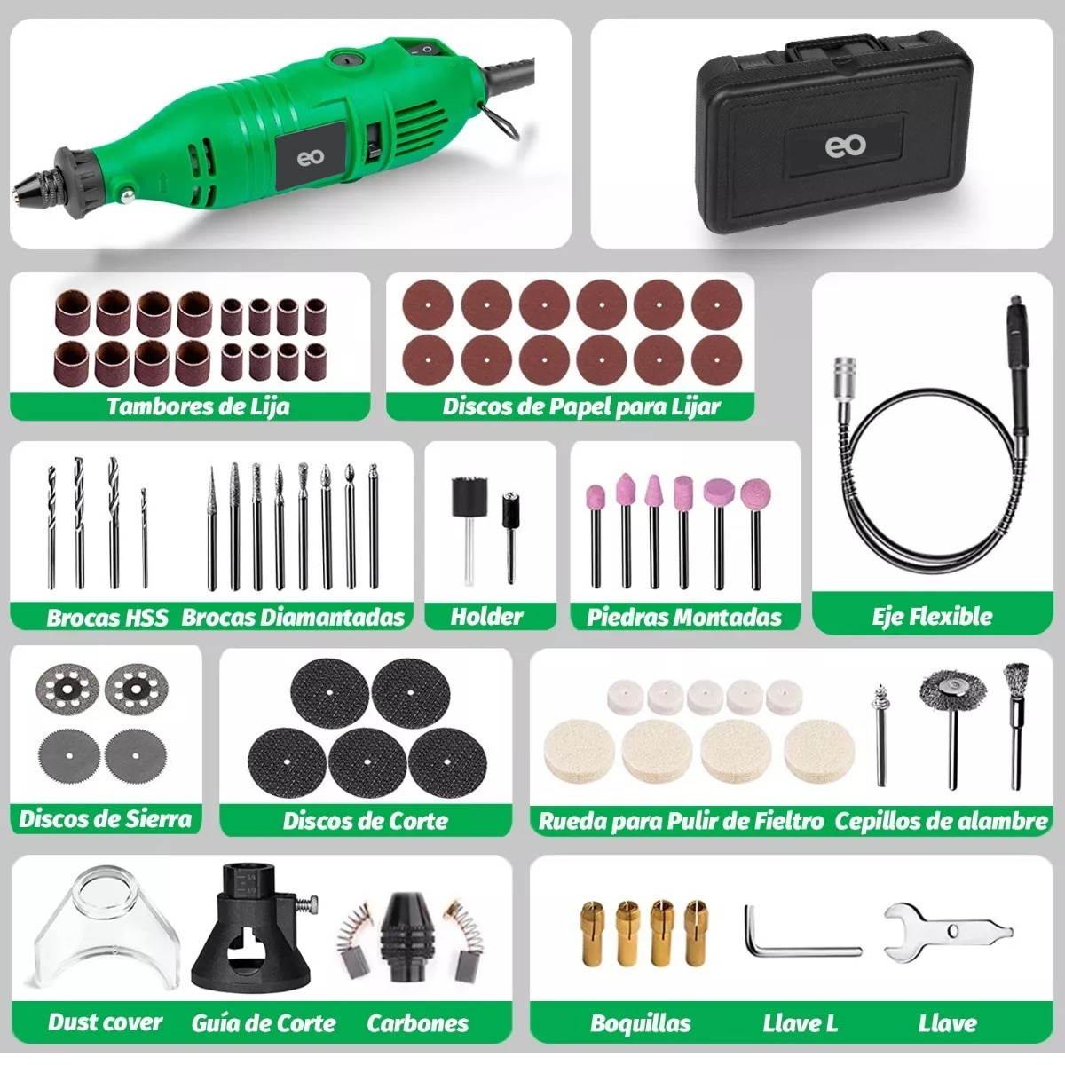Foto 3 pulgar | Kit Mini Taladro Esmeril Mototool Con Accesorios 140 Pzas Eo Safe Imports Esi-6933-1 Multicolor