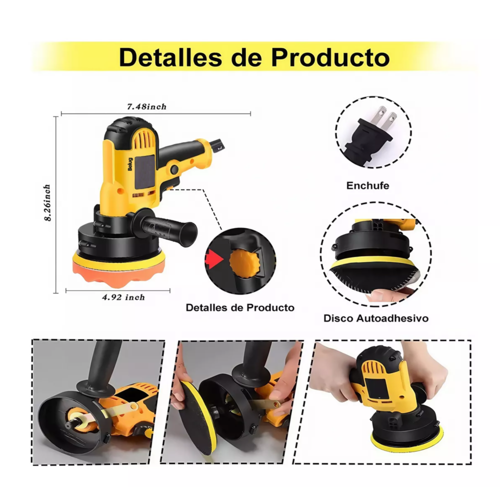 Foto 3 pulgar | Kit de Pulidora Eléctrica Belug de 5 Pulgadas Anaranjada