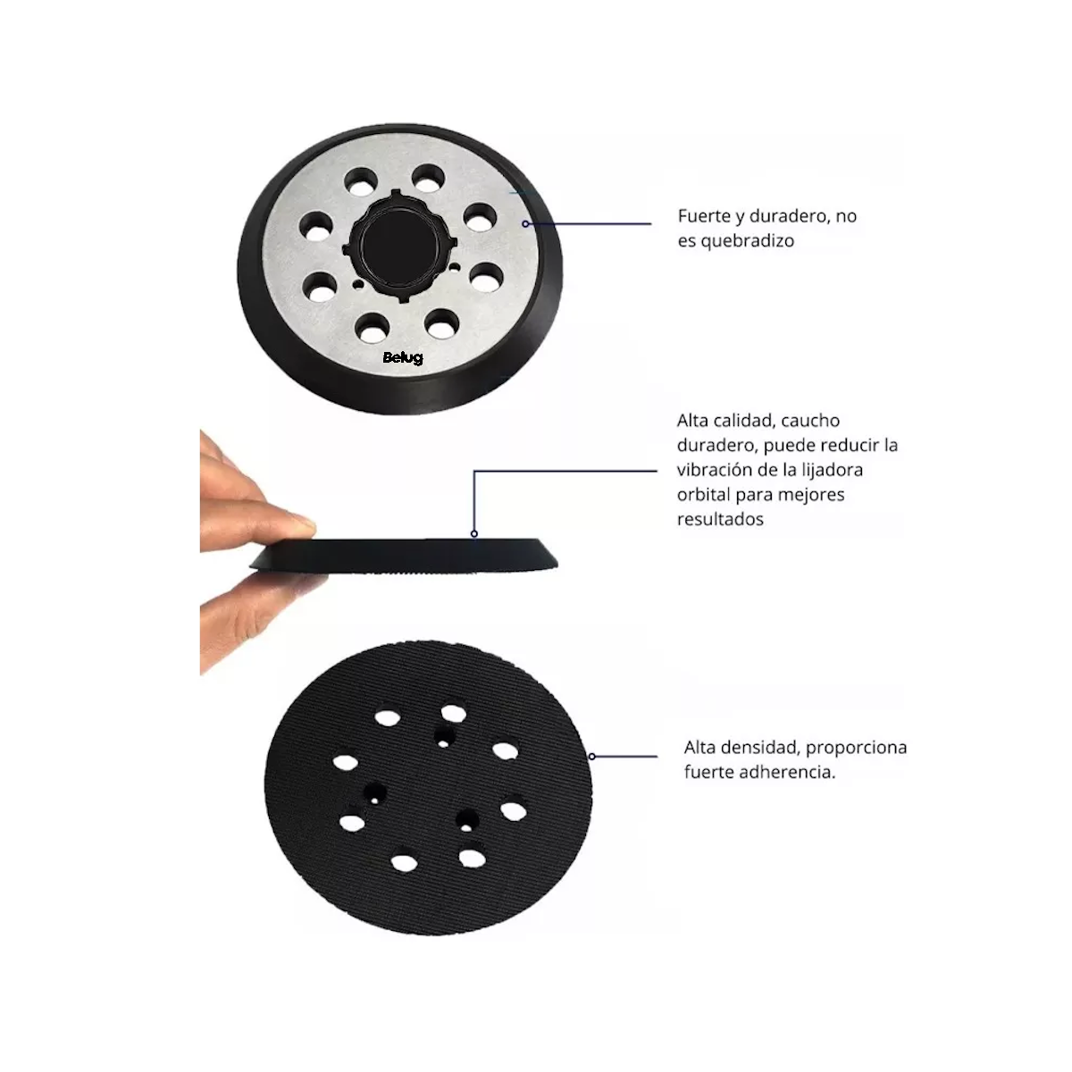 Foto 3 pulgar | 2 Bases + Respaldo De Velcro Para Lijadora Orbital Belug Negro