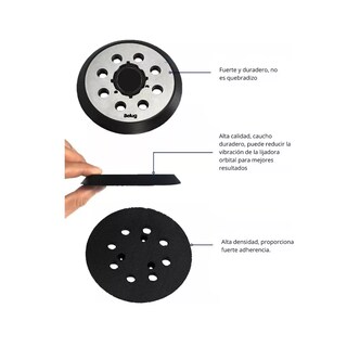 Foto 2 | 2 Bases + Respaldo De Velcro Para Lijadora Orbital Belug Negro