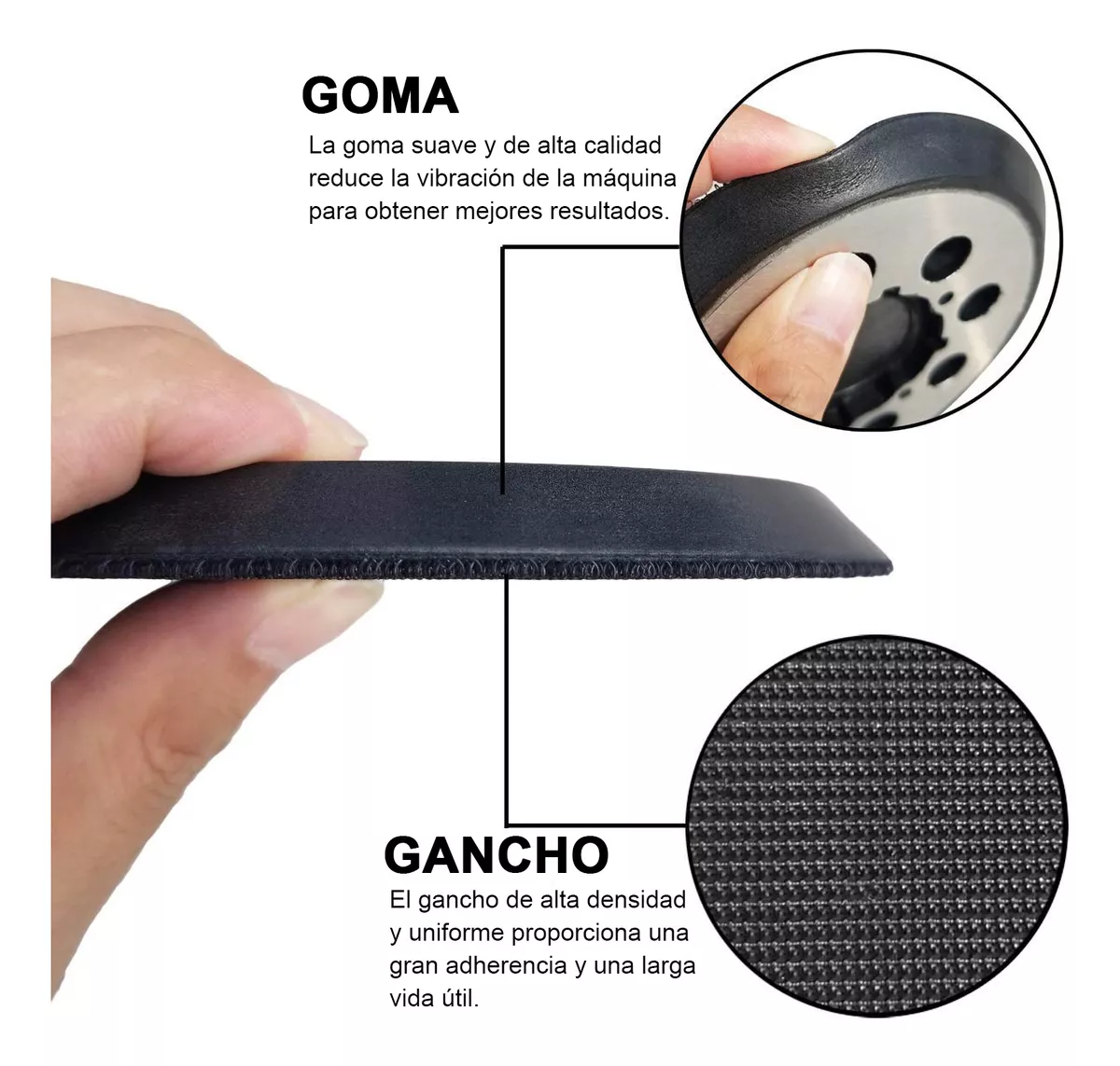Foto 5 pulgar | 2 Bases + Respaldo De Velcro Para Lijadora Orbital Belug Negro