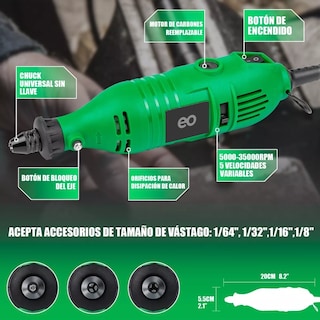 Foto 3 | Mini Taladro Esmeril Con Accesorios Eo Safe Imports Esi-5951-1 Verde