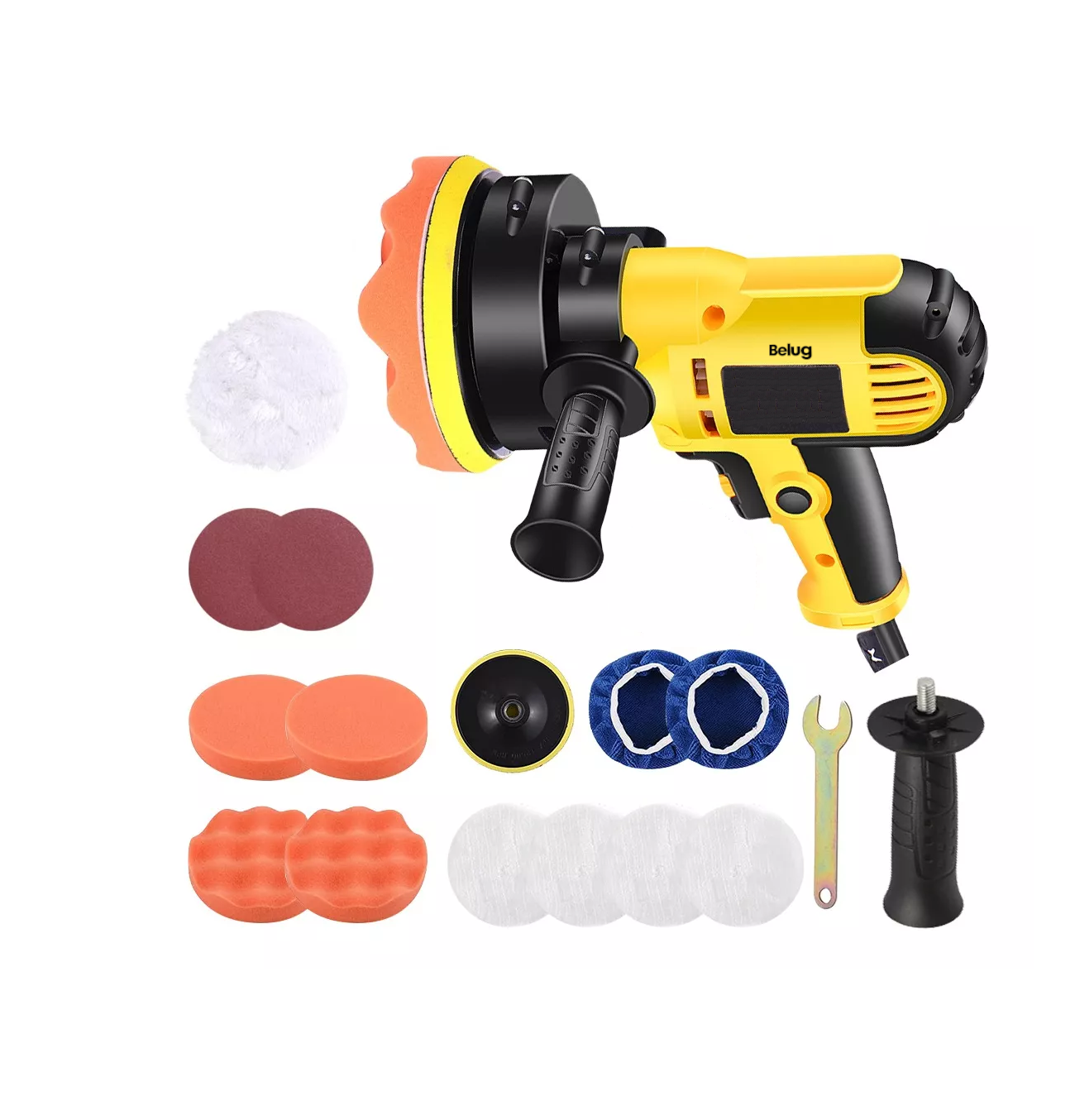 Kit Pulidora Eléctrica Para Coche 700w 110v 16 Piezas Amarillo Belug
