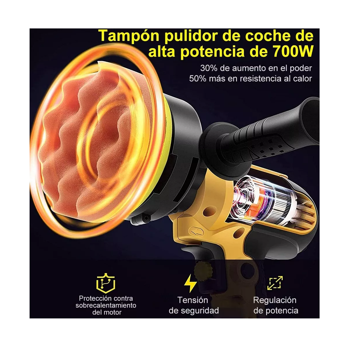 Foto 4 pulgar | Juego Pulidora Eléctrica Para Coche 16 Pzas Eo Safe Imports Esi-7126-1 Amarillo