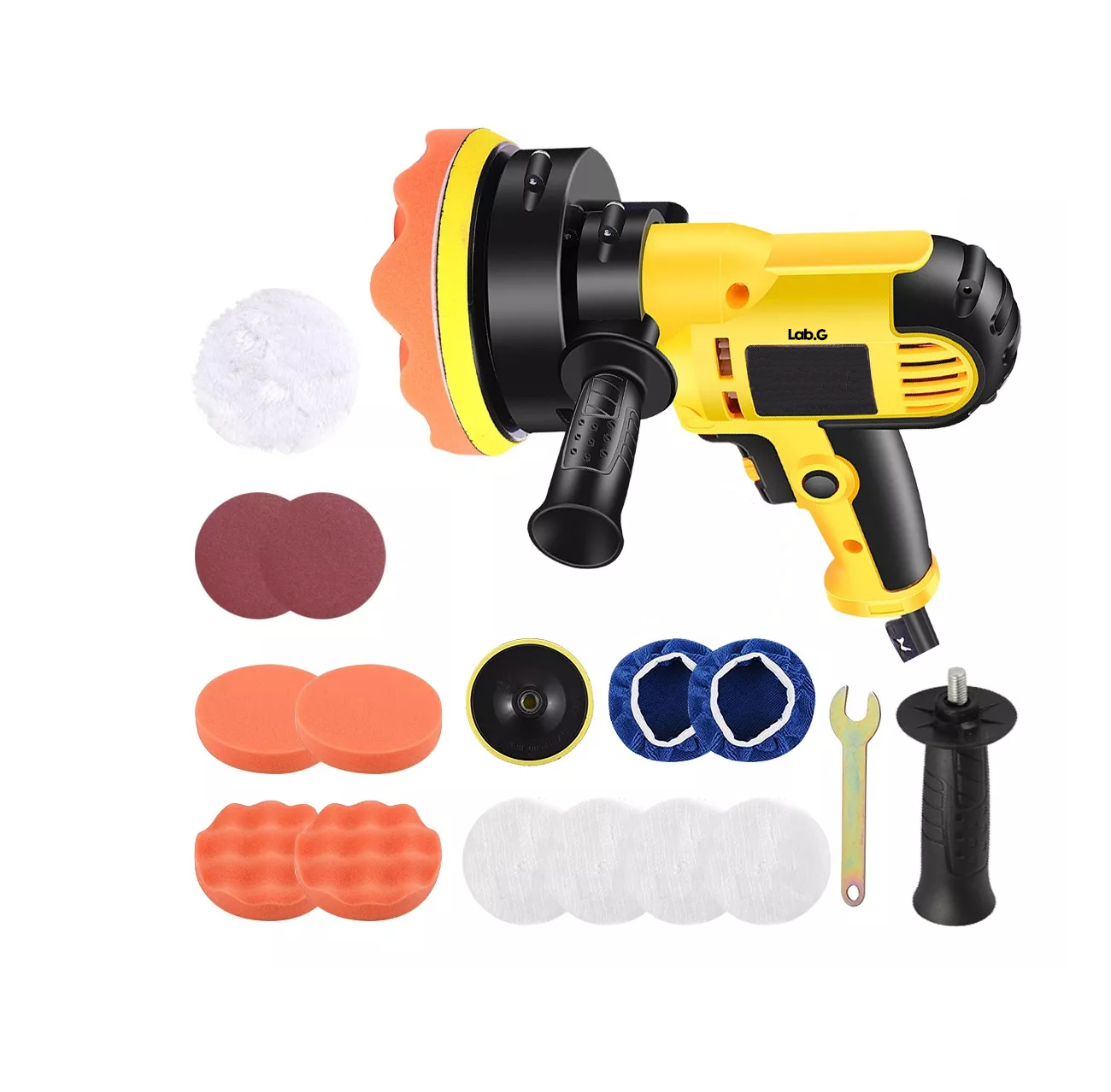 Kit Pulidora Eléctrica Para Coche Lab.g 700w 110v 16 Piezas Amarillo
