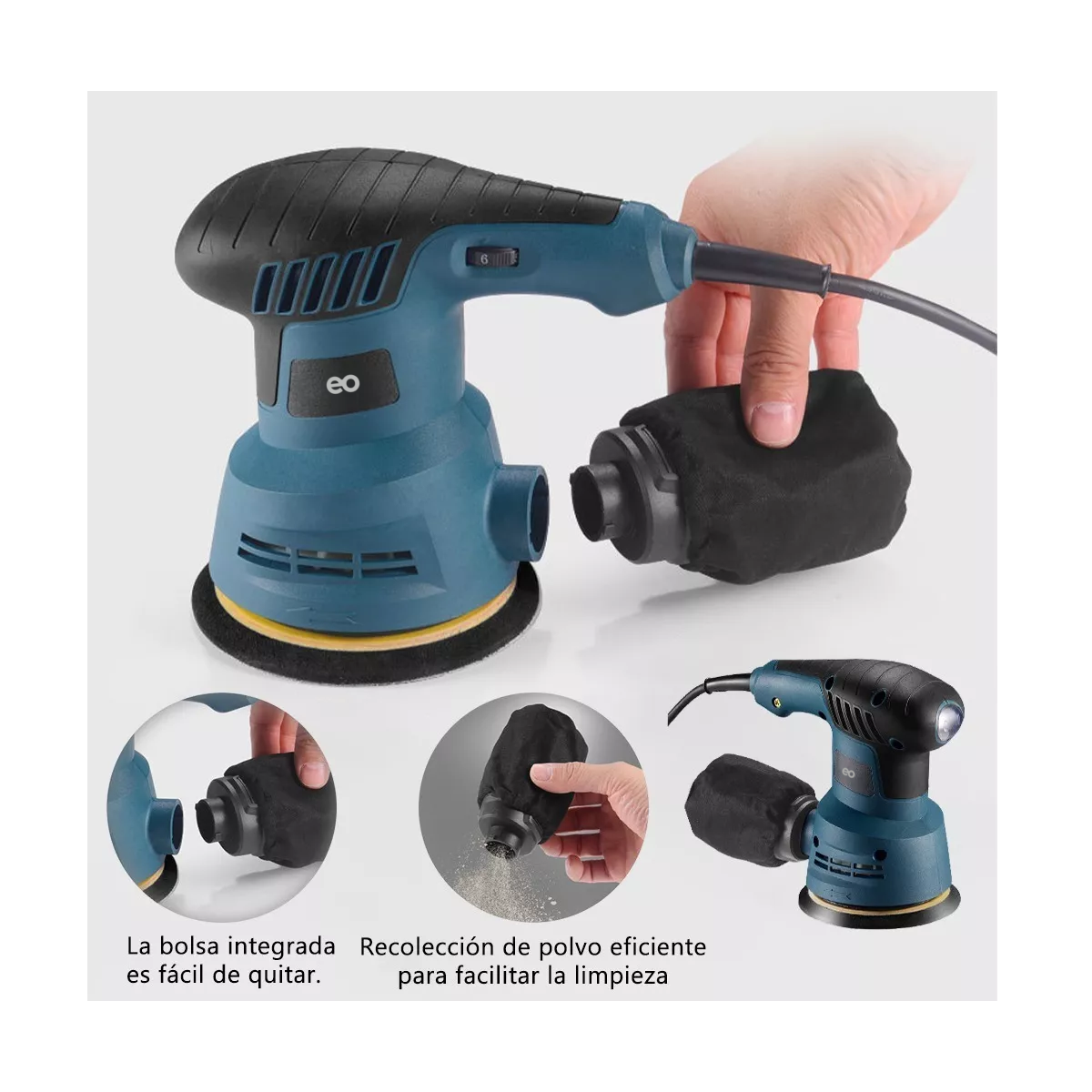 Foto 4 pulgar | Lijadora Roto Orbital 6 Variaciones De Velocidad 5 Lijas Eo Safe Imports Esi-6293-1 Azul