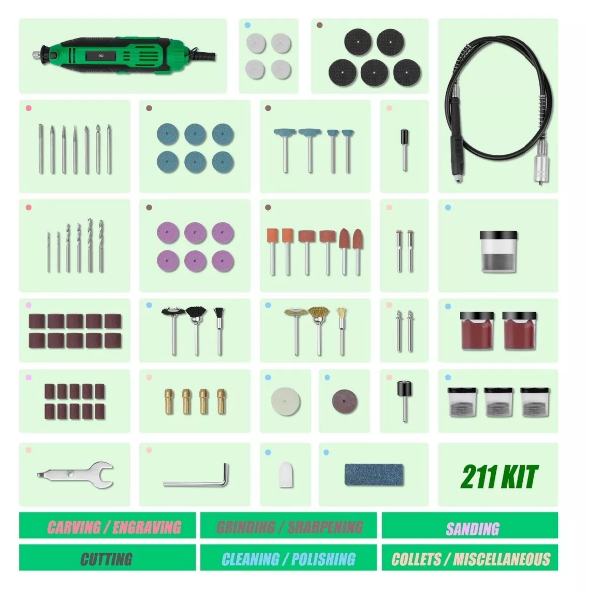 Foto 3 pulgar | Kit Mini Taladro Mototool Con 211 Piezas Eo Safe Imports Esi-8219-1 Multicolor
