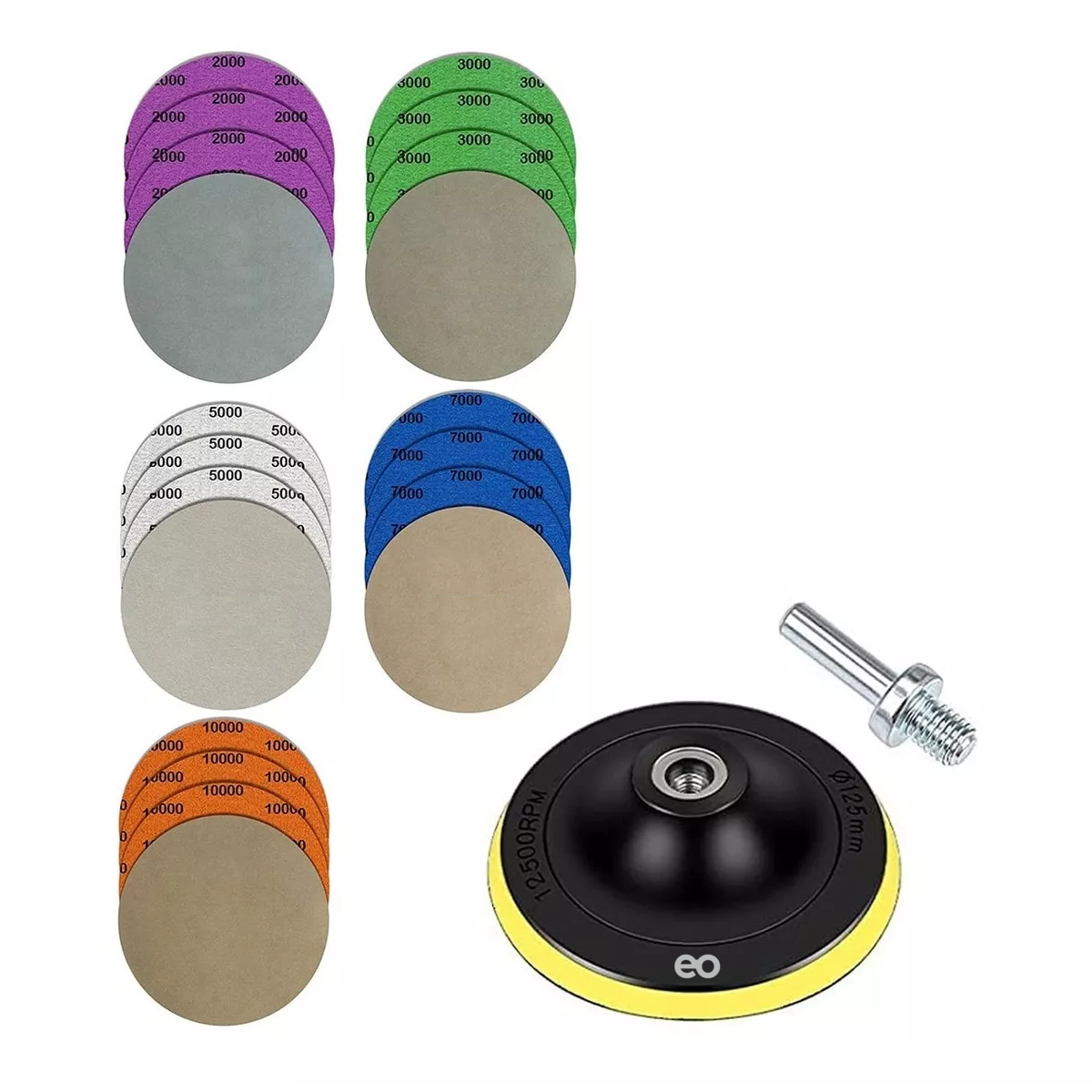 Kit Discos de Lijar Diamante Lija de Grano de Agua Eo Safe Imports ESI-12088-1 Multicolor 31 Piezas