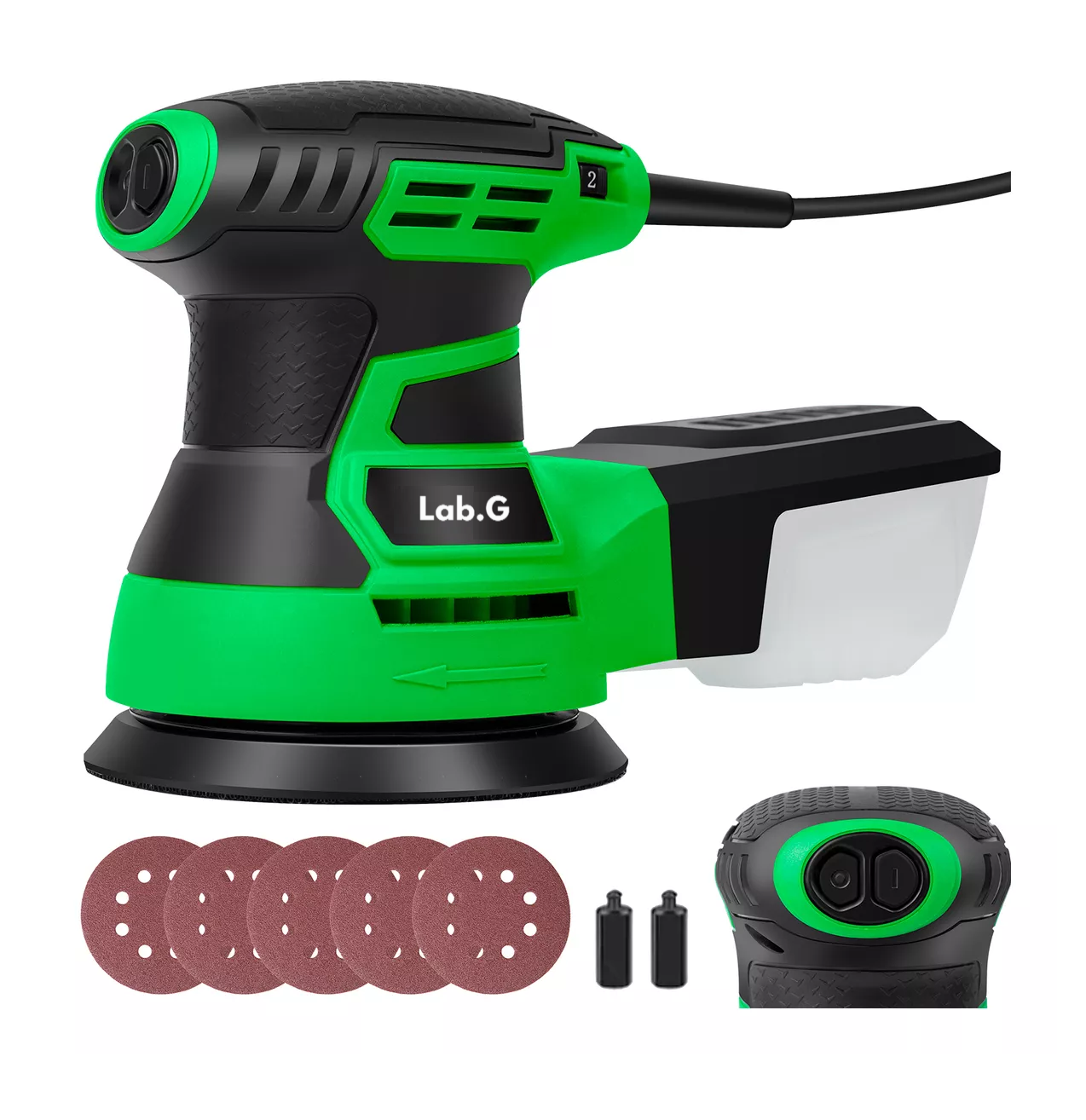 Lijadora Roto Orbital 5'' De 13000 Opm 450w Verde Negro