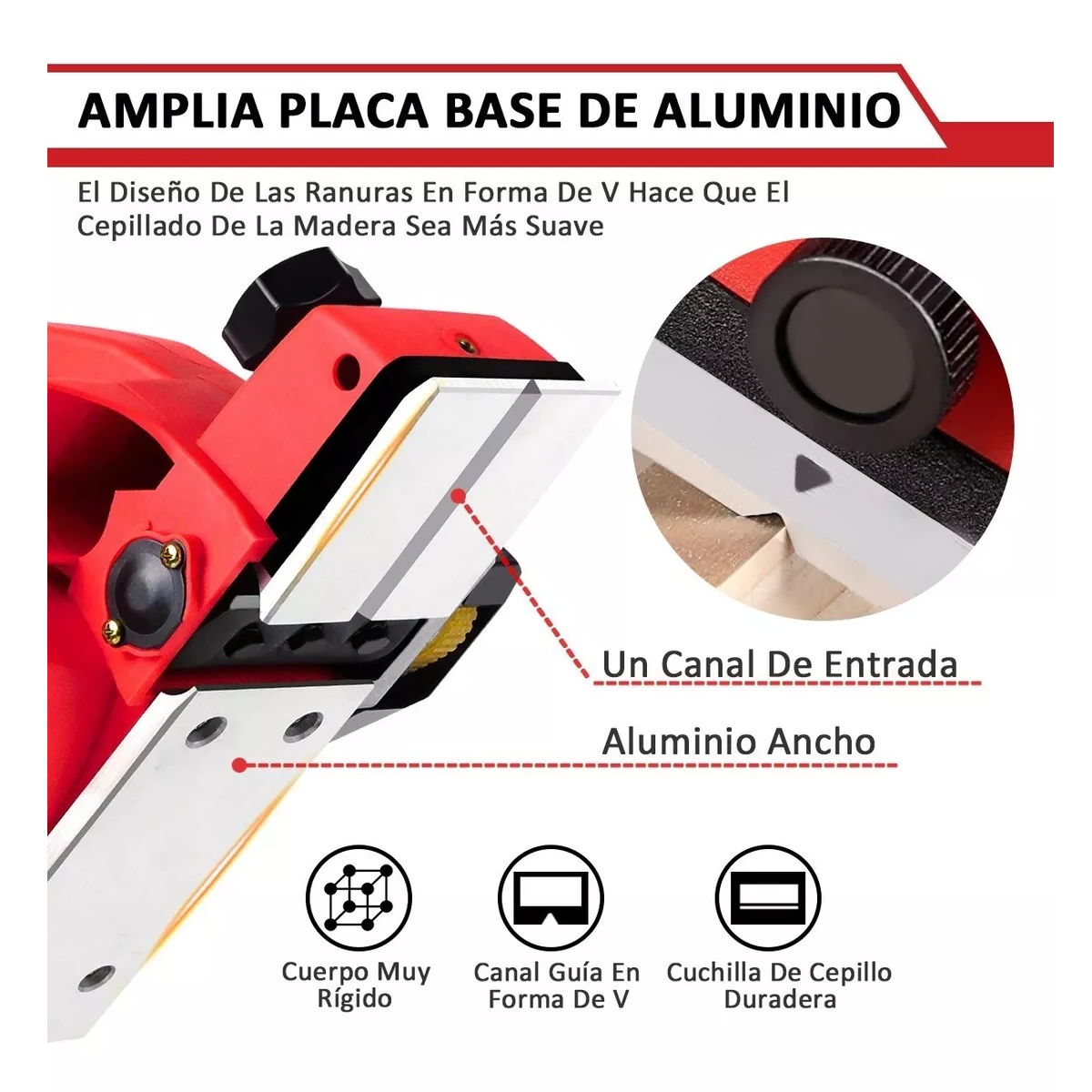 Foto 4 pulgar | Cepilladora Eléctrica para Madera Rojo