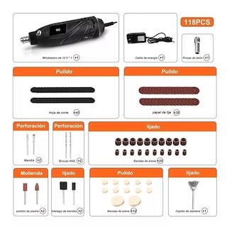 Foto 2 | Kit Mini Taladro de Pulido Mototool con 115 Piezas