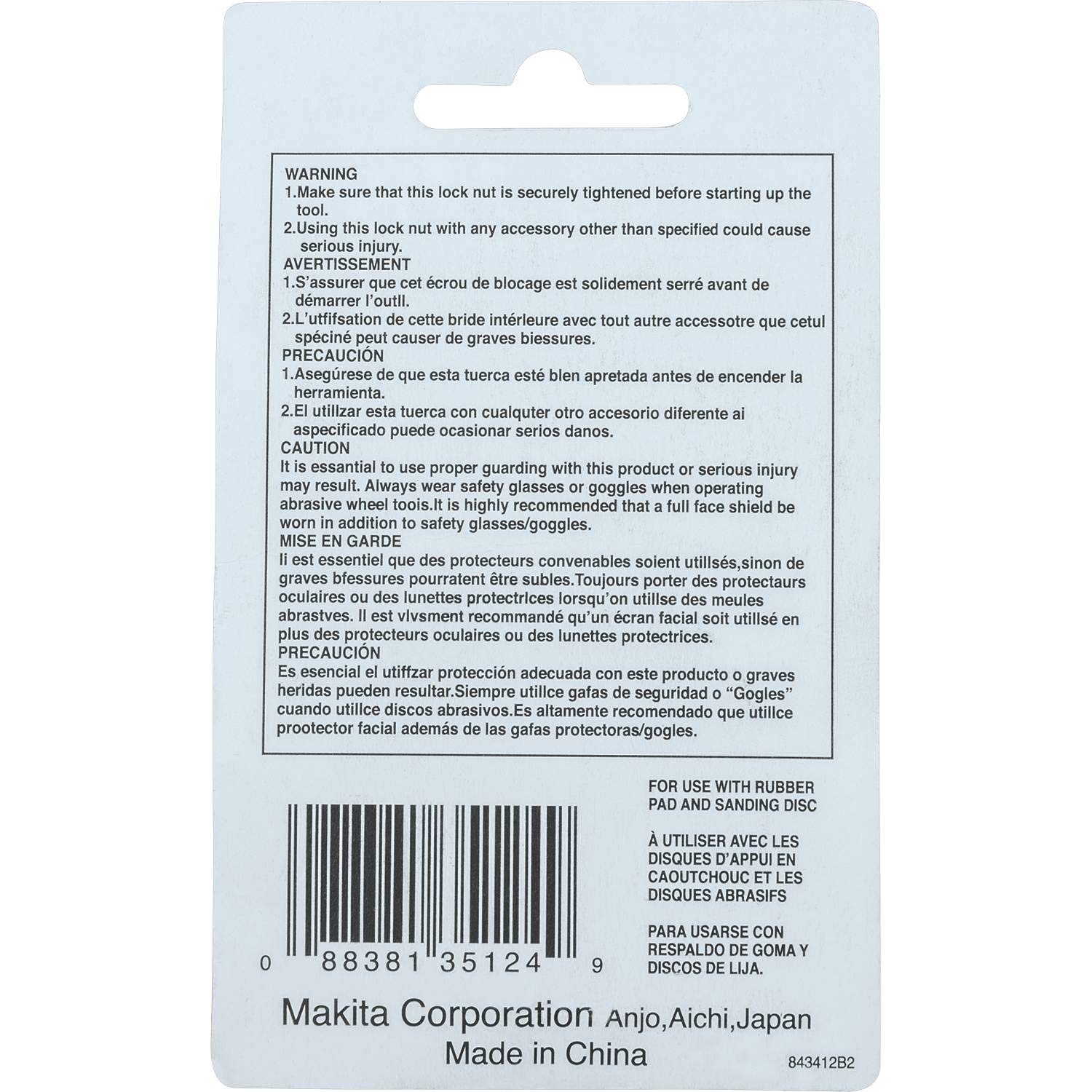 Foto 4 pulgar | Tuerca De Fijación Lijadora Para Makita 9227c (193048-0) 5/8-48 - Venta Internacional.