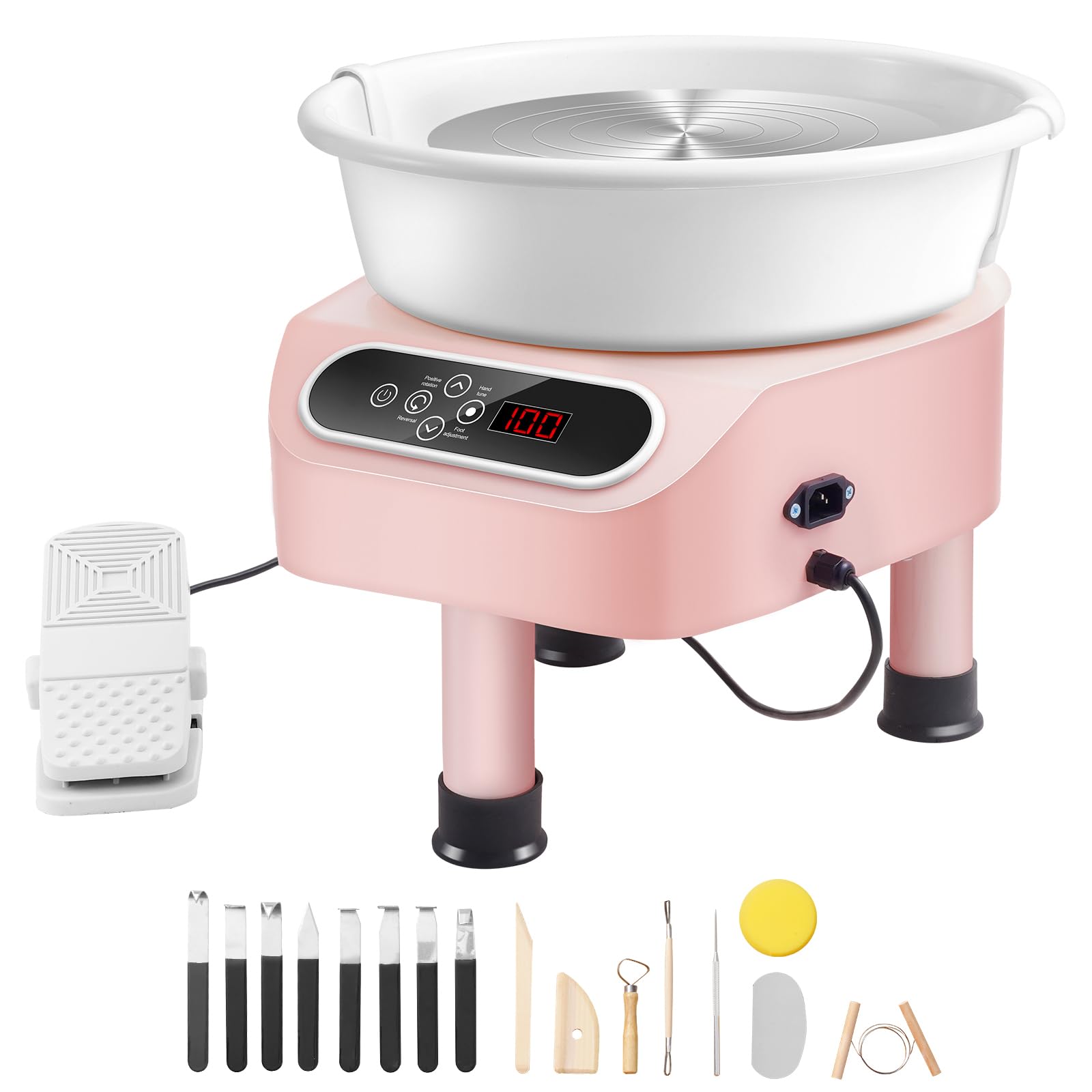 Llanta De Cerámica Vevor Direct Drive, 350 W, 25 Cm, Con 18 Herramientas, Color Rosa - Venta Internacional.