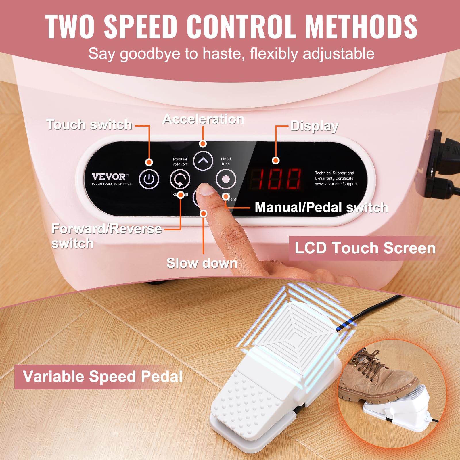 Foto 5 pulgar | Llanta De Cerámica Vevor Direct Drive, 350 W, 25 Cm, Con 18 Herramientas, Color Rosa - Venta Internacional.