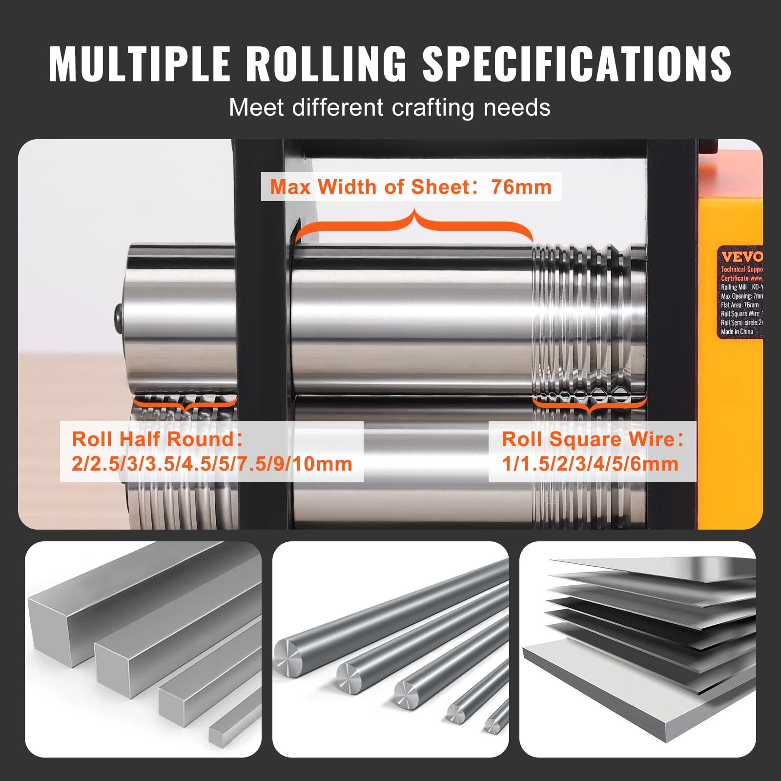 Foto 4 pulgar | Rolling Mill Vevor 3/76 Mm Jewelry 1:2 Relación De Transmisión 0,1-7 Mm - Venta Internacional.