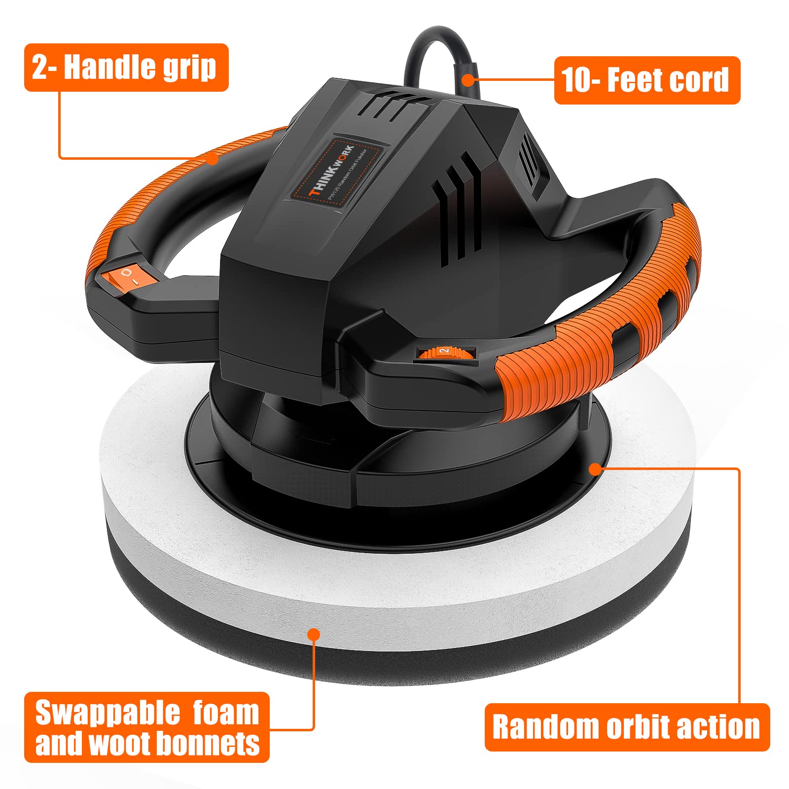 Foto 3 pulgar | Pulidora Amortiguadora Thinkwork de 10 Pulgadas con 4 Capós 1500-3600 Rpm - Venta Internacional