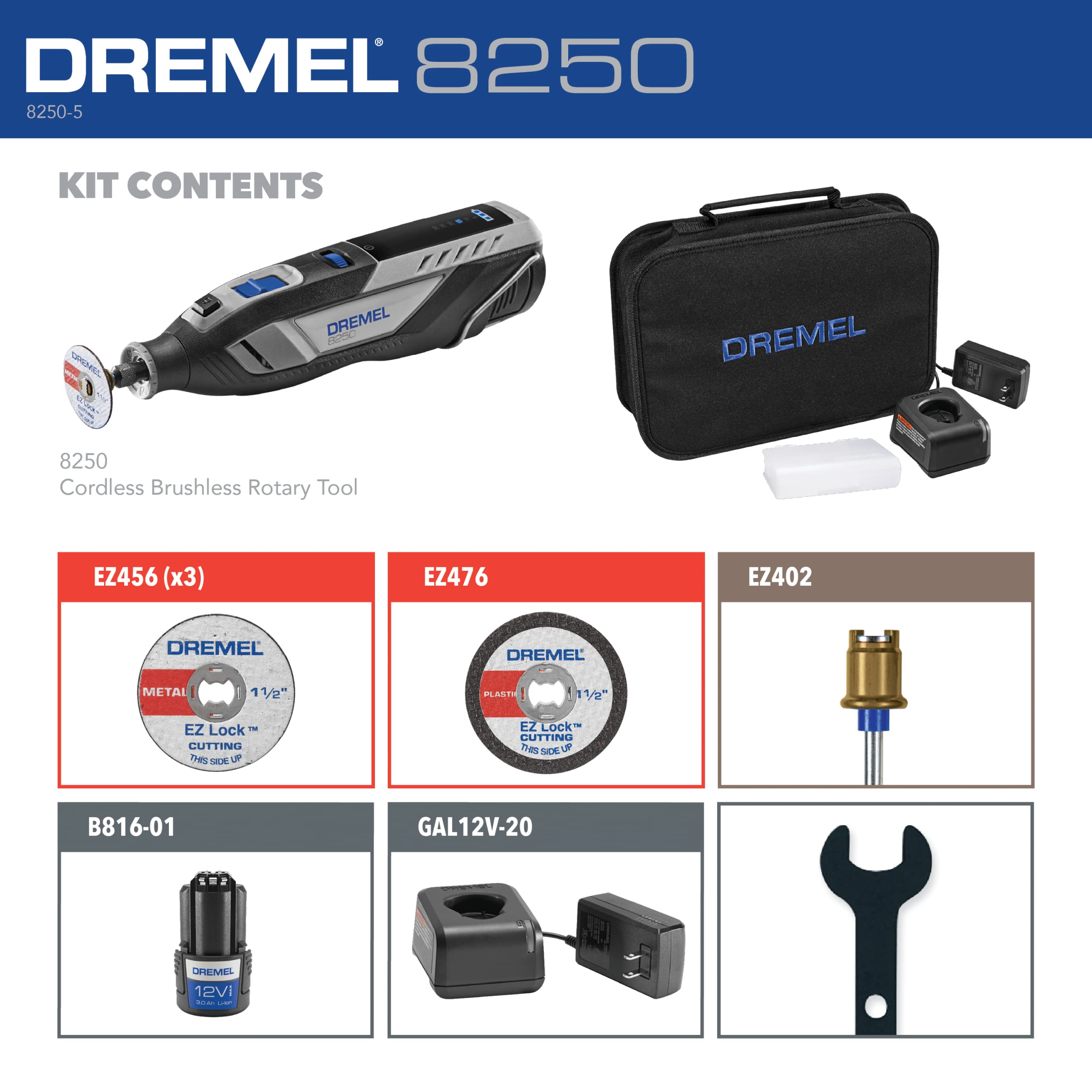 Foto 2 | Herramienta Rotativa Inalámbrica Dremel 8250-5 12 V Con Motor Sin Escobillas - Venta Internacional.