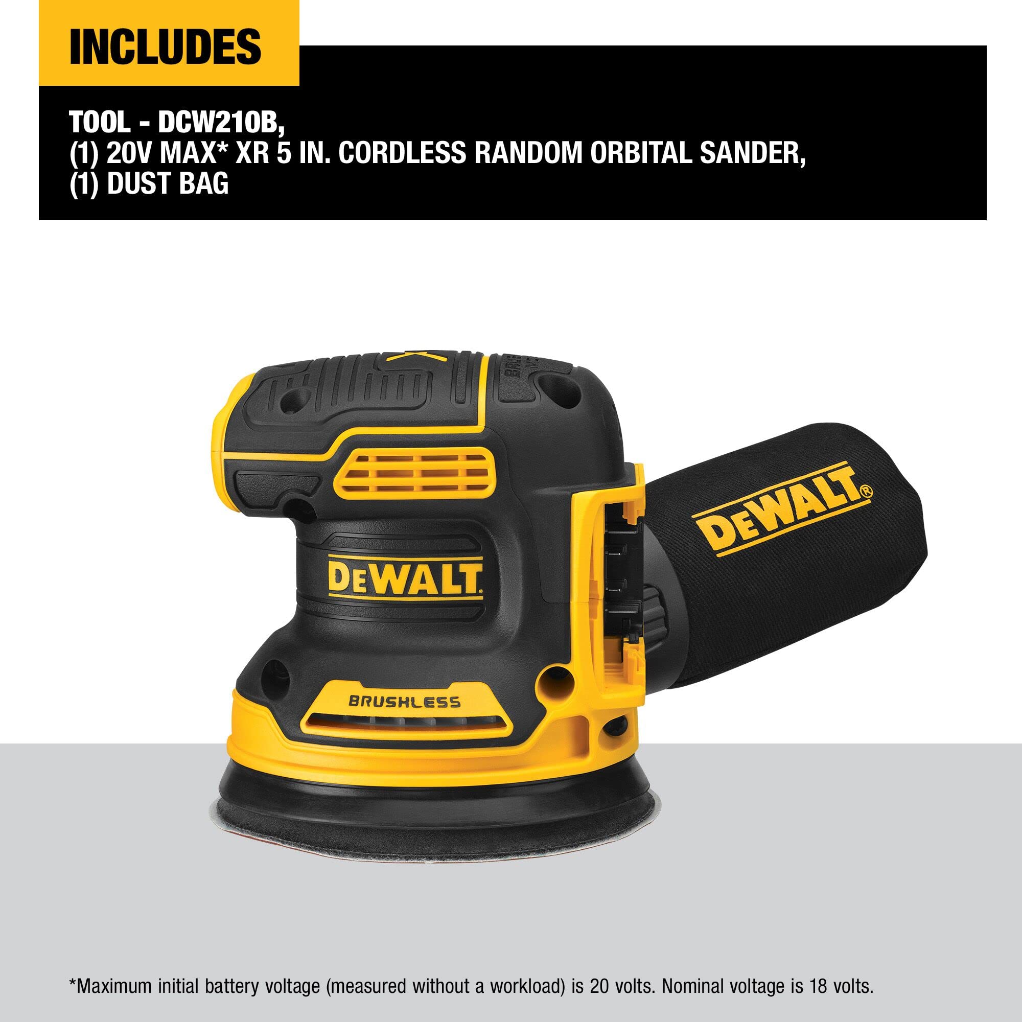 Foto 3 pulgar | Lijadora Orbital Dewalt 20v Max Dcw210b Con Motor Sin Escobillas - Venta Internacional.