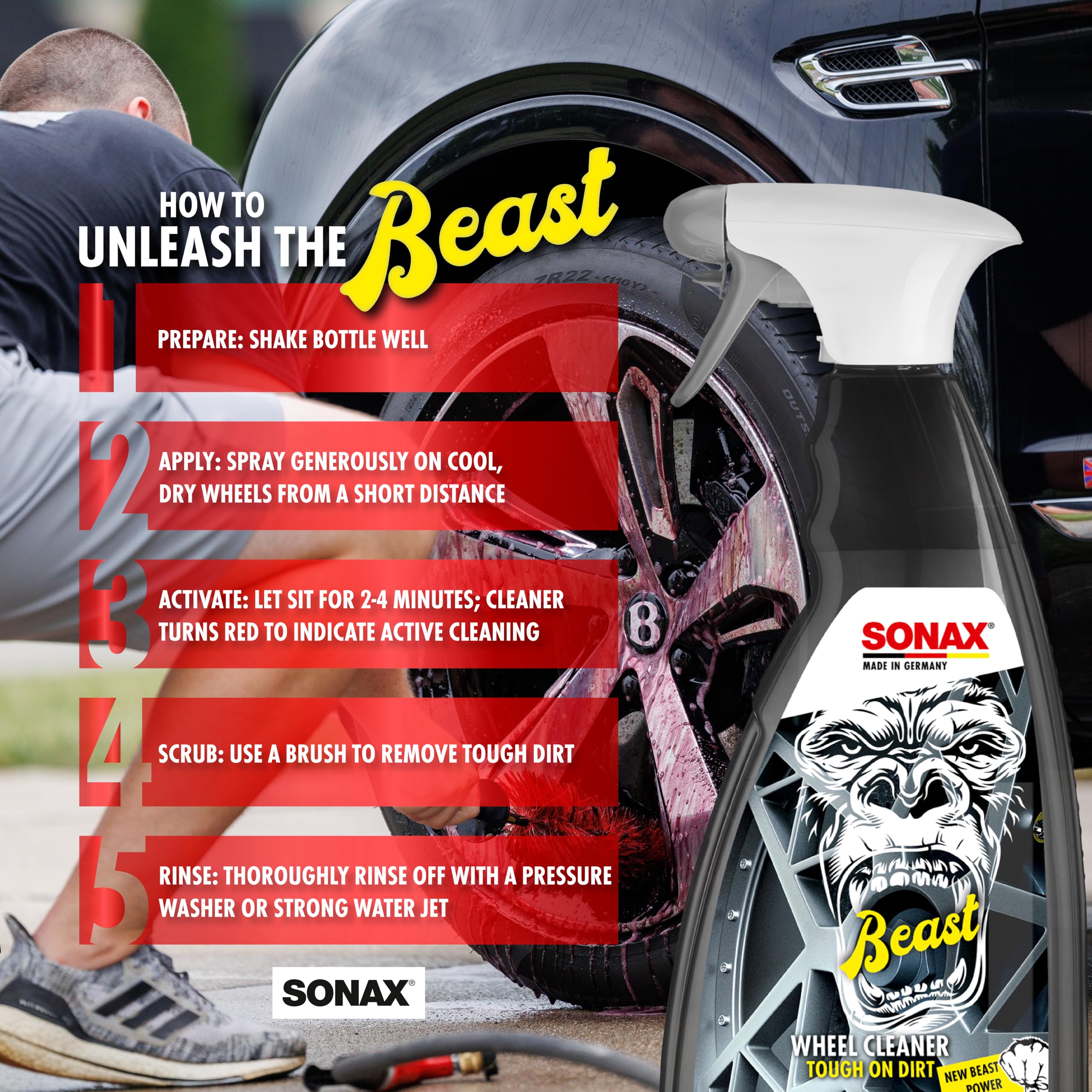 Foto 4 pulgar | Limpiador De Ruedas Sonax Beast Elimina El Polvo De Los Frenos, 1 Litro - Venta Internacional.