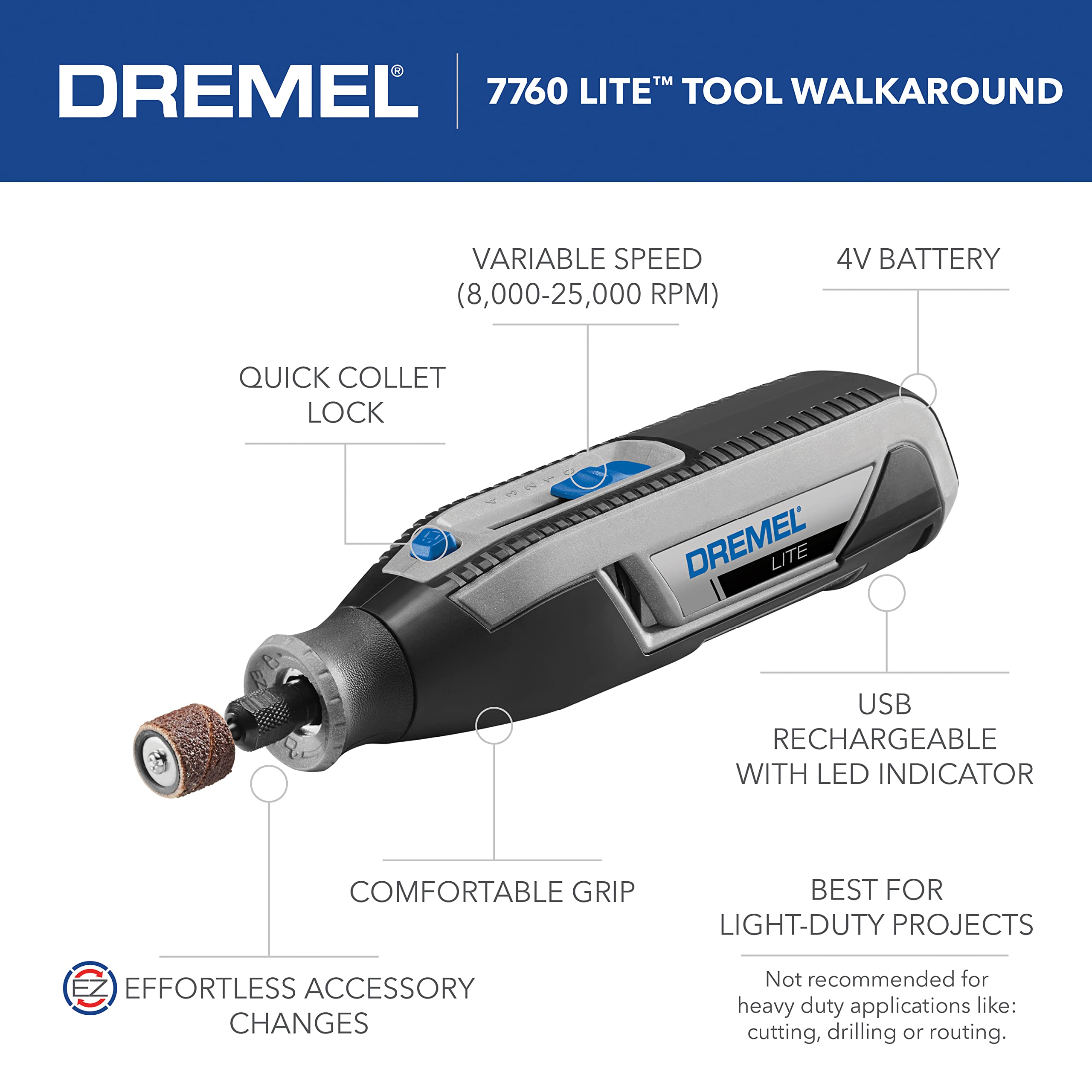 Foto 3 pulgar | Herramienta Rotativa Dremel Lite 7760 N/10, 4 V, Iones De Litio, Inalámbrica - Venta Internacional.