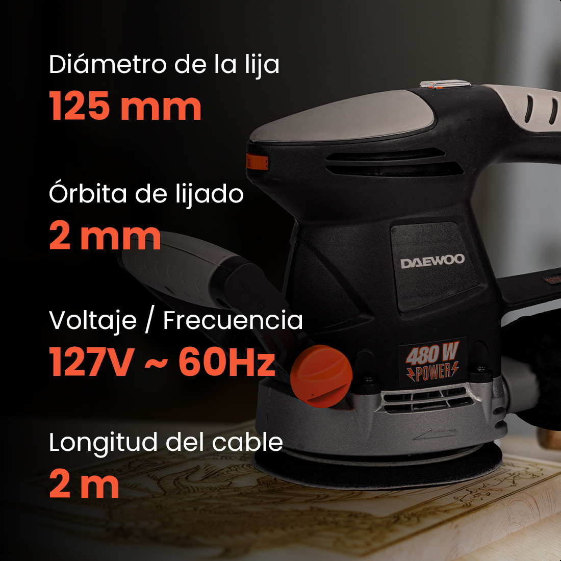 Foto 6 pulgar | Lijadroa Orbital 5'' 480w 14000rpm Daewoo