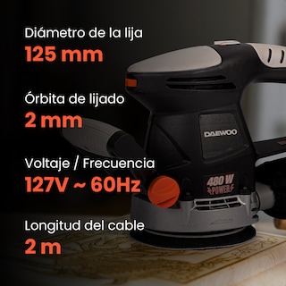 Foto 5 | Lijadroa Orbital 5'' 480w 14000rpm Daewoo