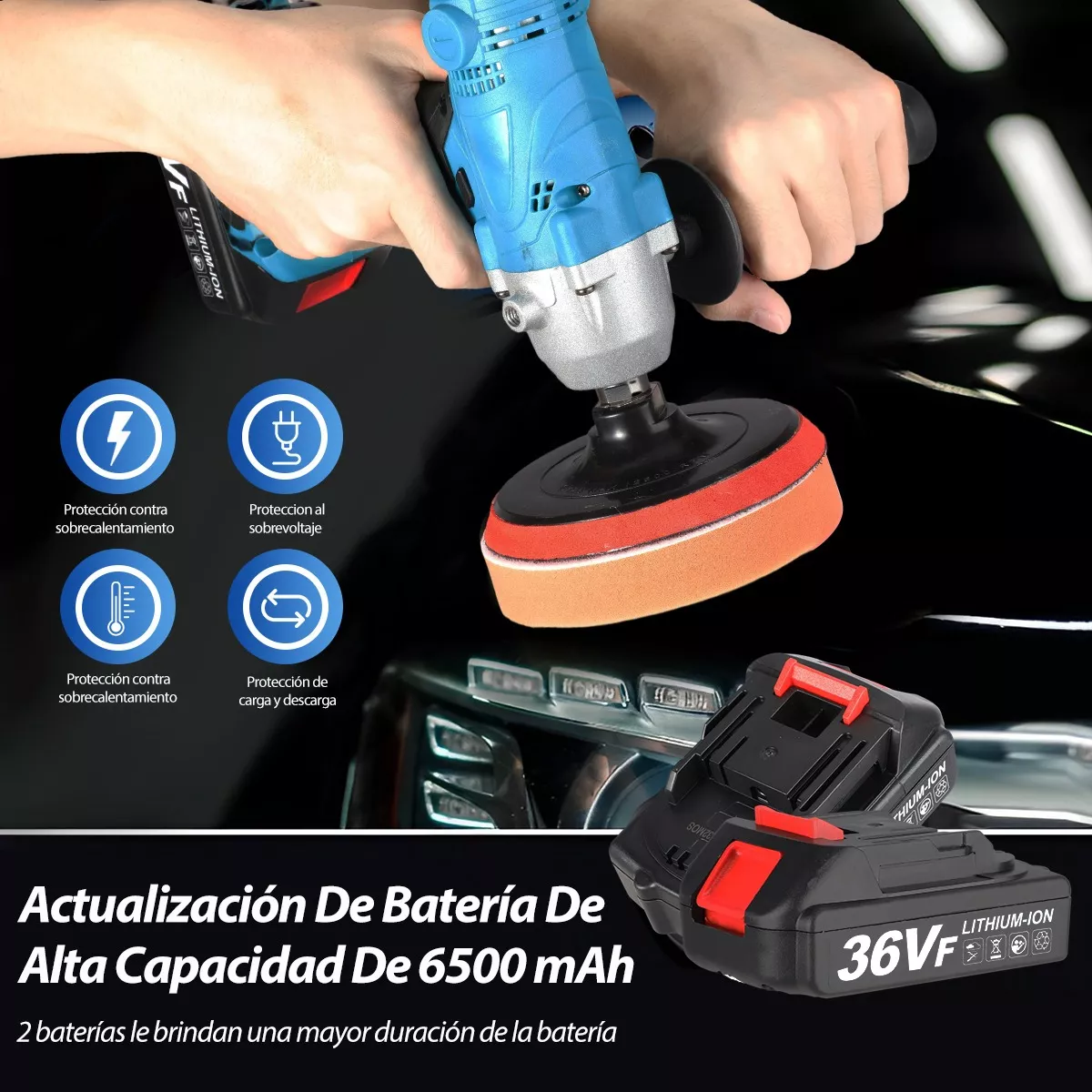 Foto 5 pulgar | Pulidora Para Auto Inalámbrica Taladro Eléctrica Eo Safe Imports Esi-11981 Azul