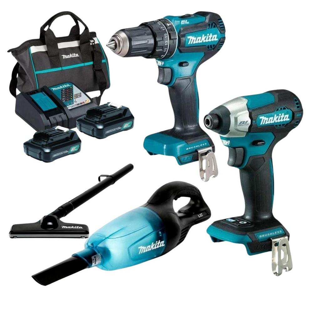 Aspiradora Inalámbrica + Rotomartillo + Llave De Impacto Con Acc. Makita