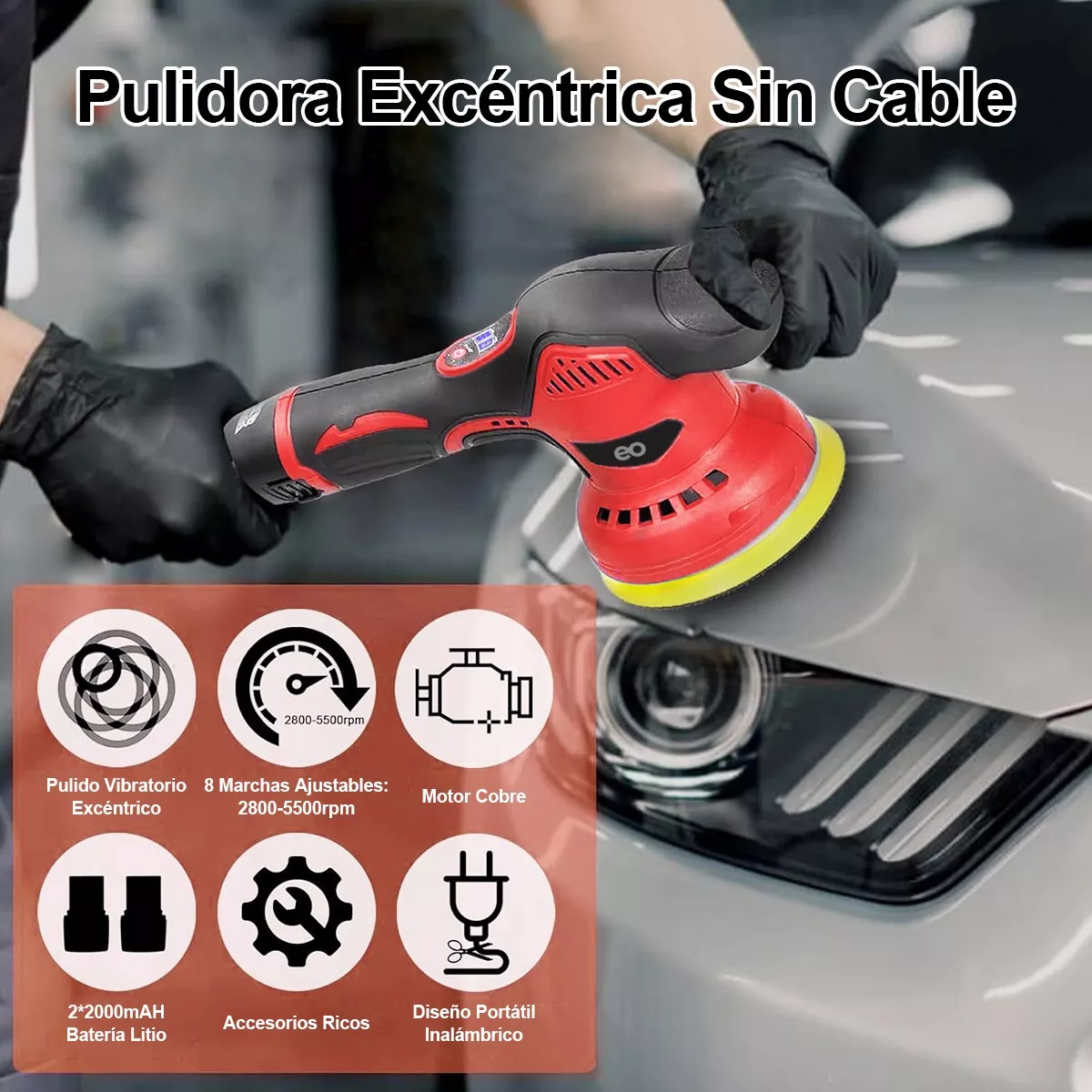 Foto 4 pulgar | Pulidora Autos Electrico Pulidor Orbital Inalámbrico Eo Safe Imports Esi-11982-1 Rojo
