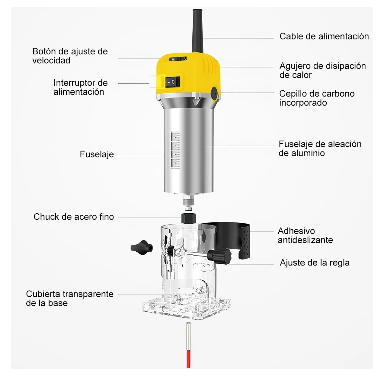 Foto 4 pulgar | Router Recortadora De Madera 6 Velocidades 800w Eo Safe Imports Esi-253 Amarillo