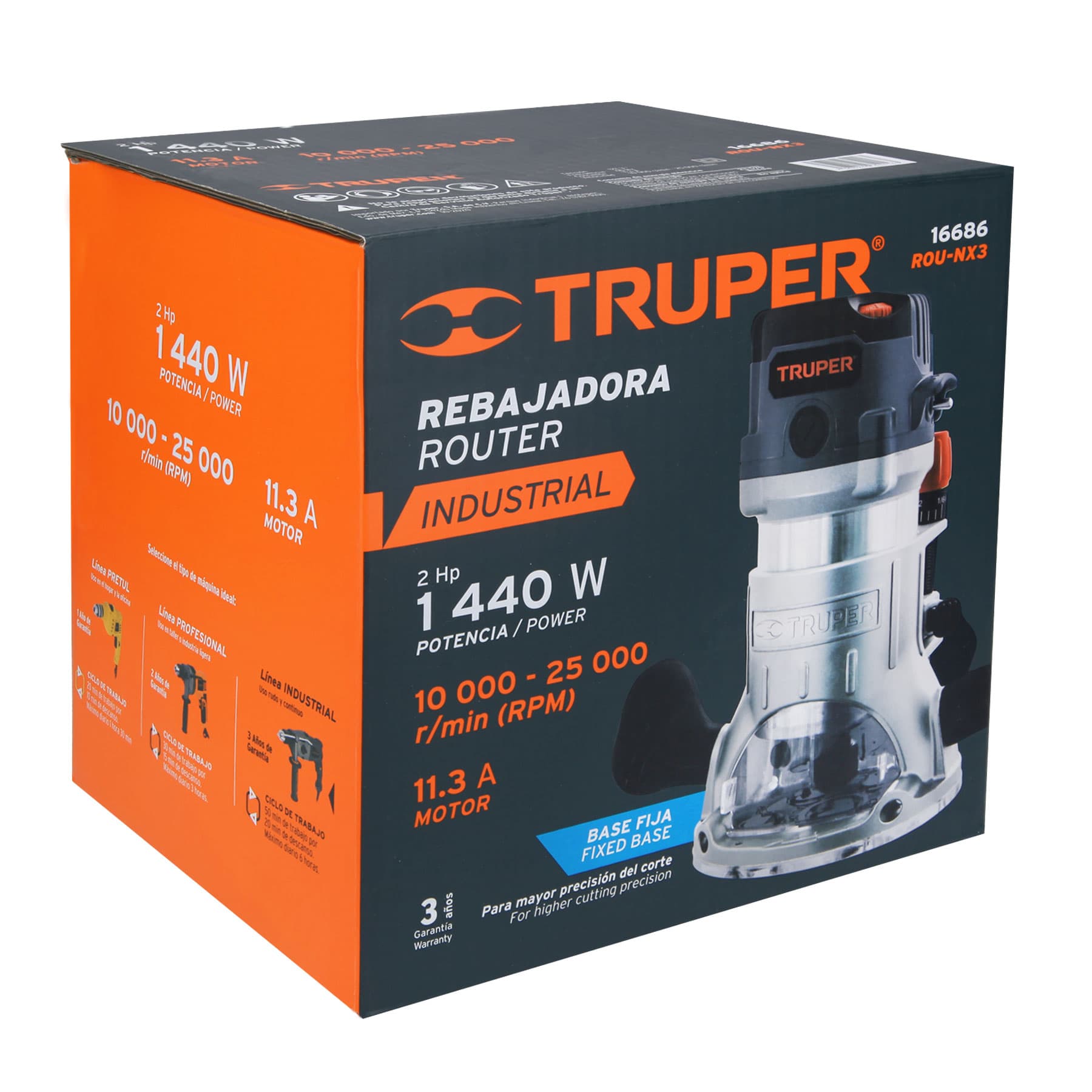 Foto 3 pulgar | Router Industrial Truper Rounx3 1440 W color Gris