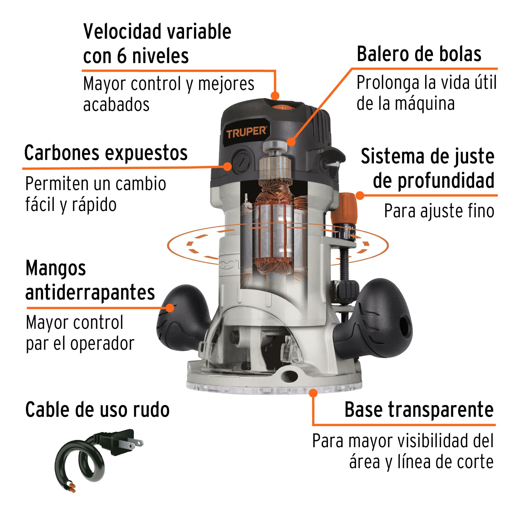 Foto 4 pulgar | Router Industrial Truper Rounx3 1440 W color Gris