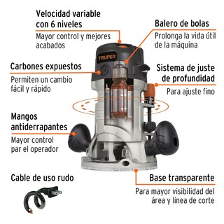 Foto 3 | Router Industrial Truper Rounx3 1440 W color Gris