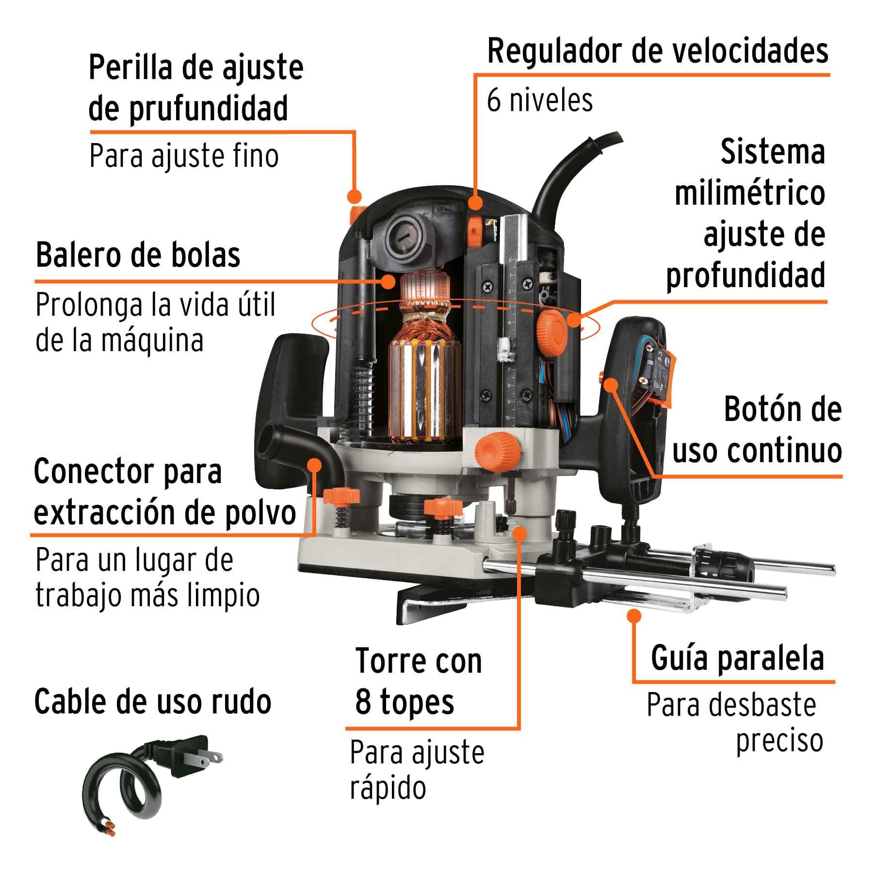 Foto 4 pulgar | Router Industrial Truper Rounx2 de 1800 W color Gris