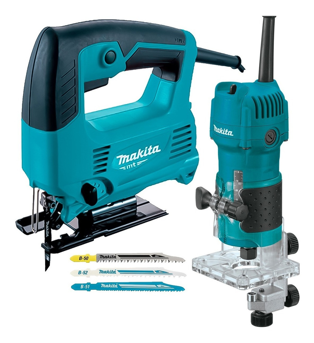 Kit Carpintero Makita Router 3709 530w + Caladora M4301g