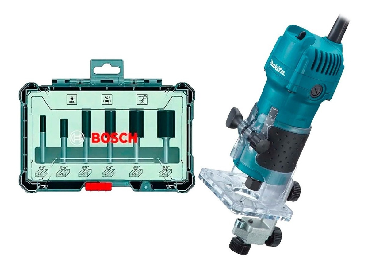 Router Makita 530w 110v+jgo. Brocas Router