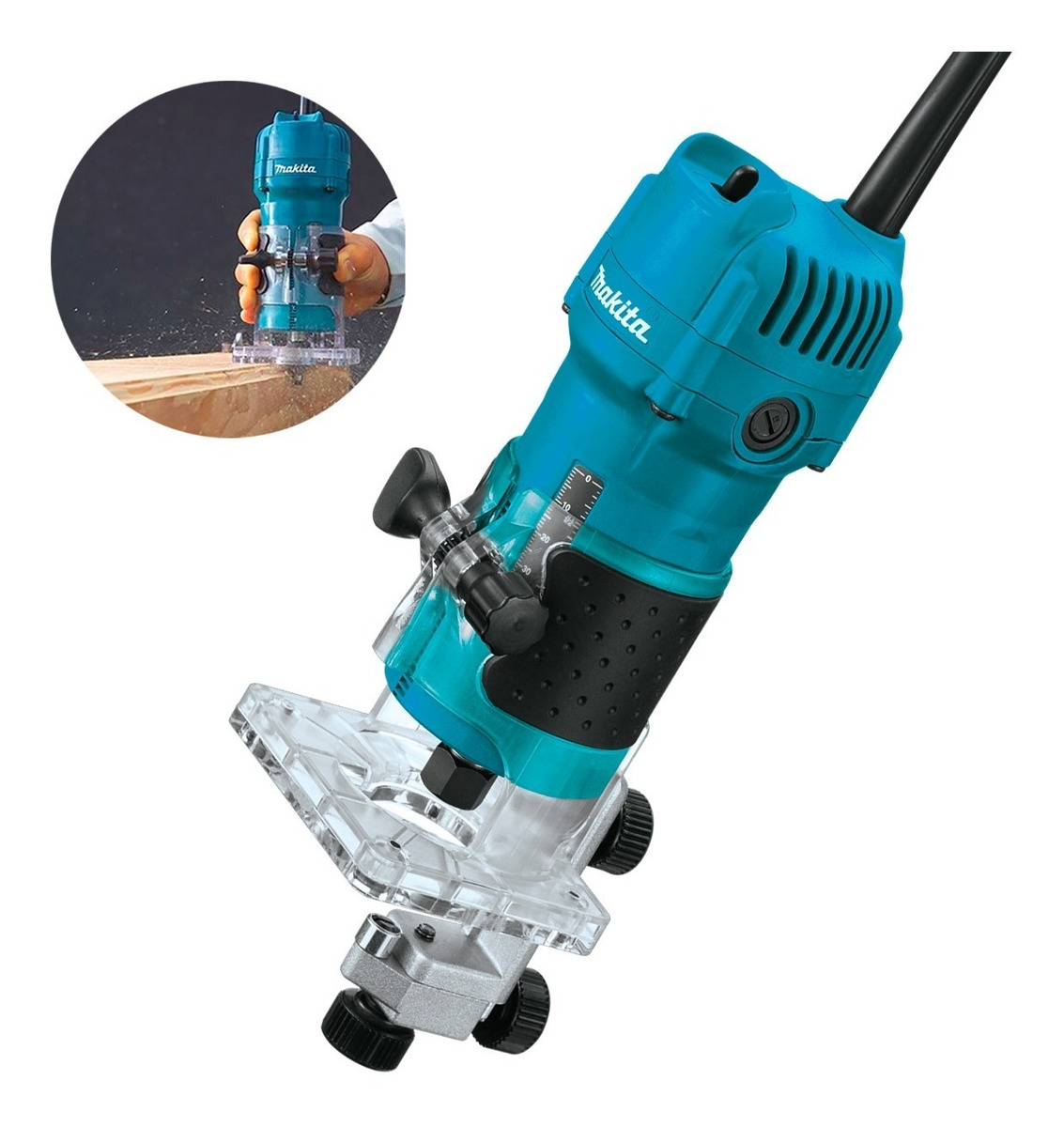 Recortadora Router Makita 3709 + Jgo 3 Cuchillas Router