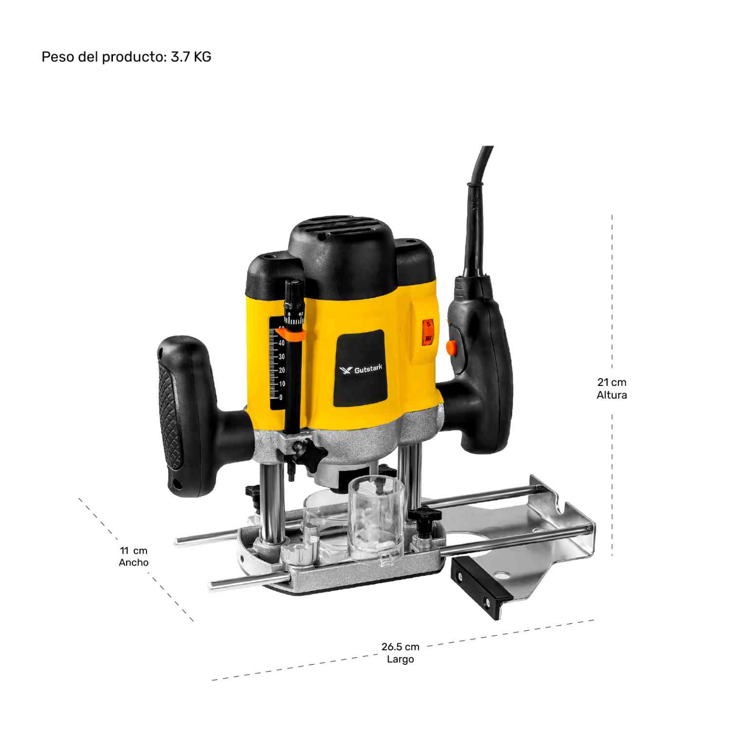 Foto 7 pulgar | Router Madera 1400w 6 Velocidades Gutstark Brocas Profesional