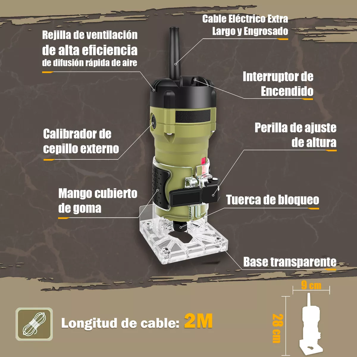 Foto 4 pulgar | Router Rebajadora Recortadora 800w Eo Safe Imports Esi-15129 Verde