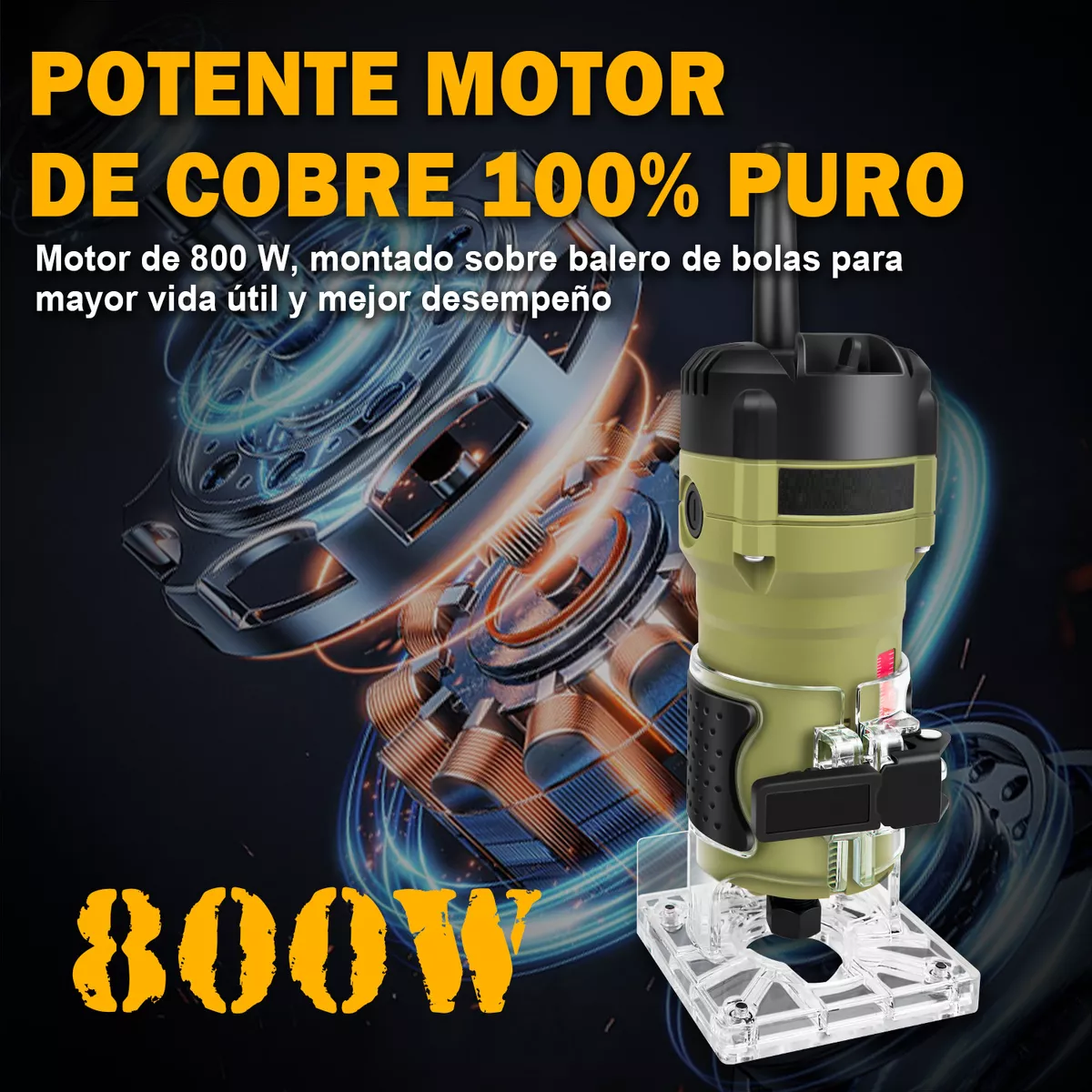 Foto 5 pulgar | Router Rebajadora Recortadora 800w Eo Safe Imports Esi-15129 Verde