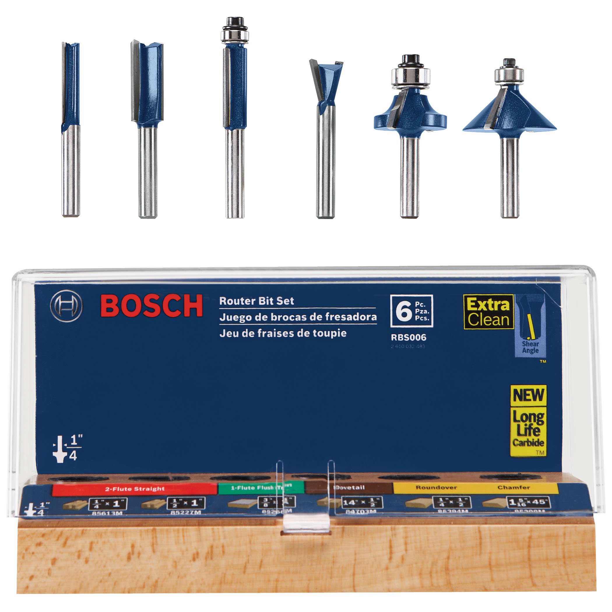 Foto 3 pulgar | Juego De Brocas Fresadoras Bosch Rbs006, 6 Piezas, Vástago De 1/4 Pulgadas Con Punta De Carburo - Venta Internacional.