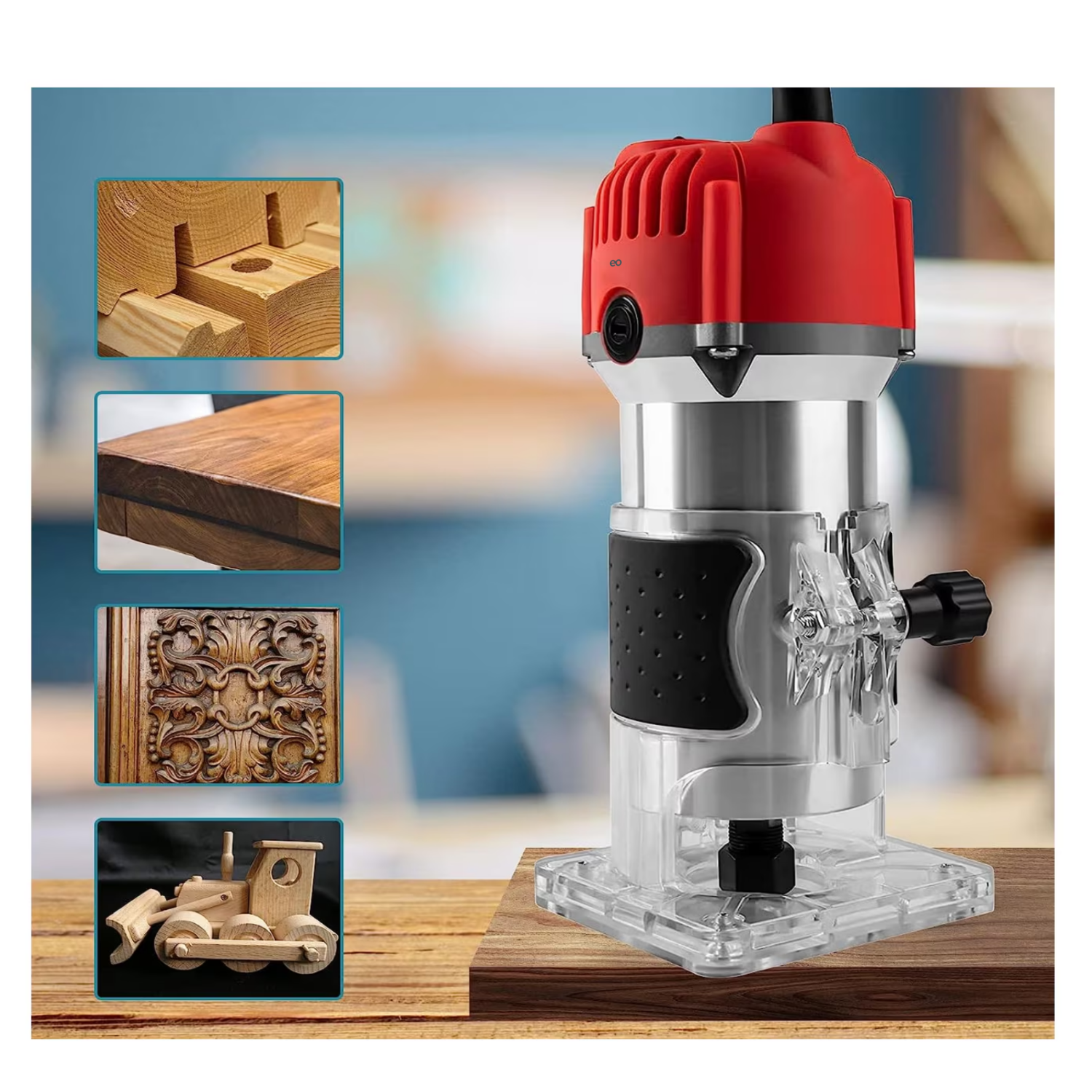 Foto 4 pulgar | Language Router Recortadora Madera Rebajadora 800w +15 Brocas Carburo Eo Safe Imports Esi-7150-1 Rojo