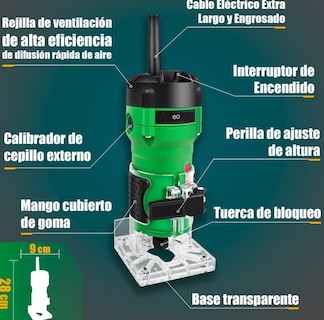 Foto 2 | Router 800w +5 Brocas Carburo 1/4'' Eo Safe Imports Esi-13275-1 Verde