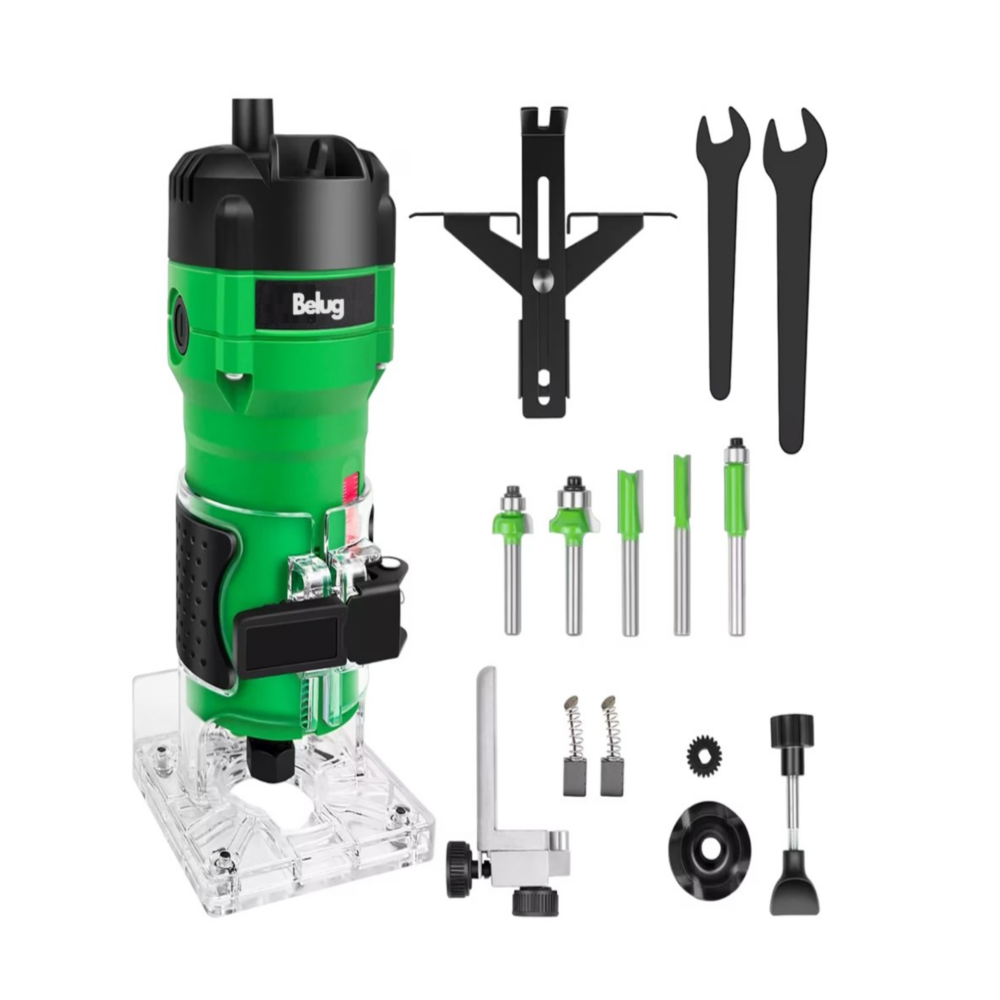 Router 800w +5 Brocas Carburo 1/4'' Ar800 Verde/negro, Belug