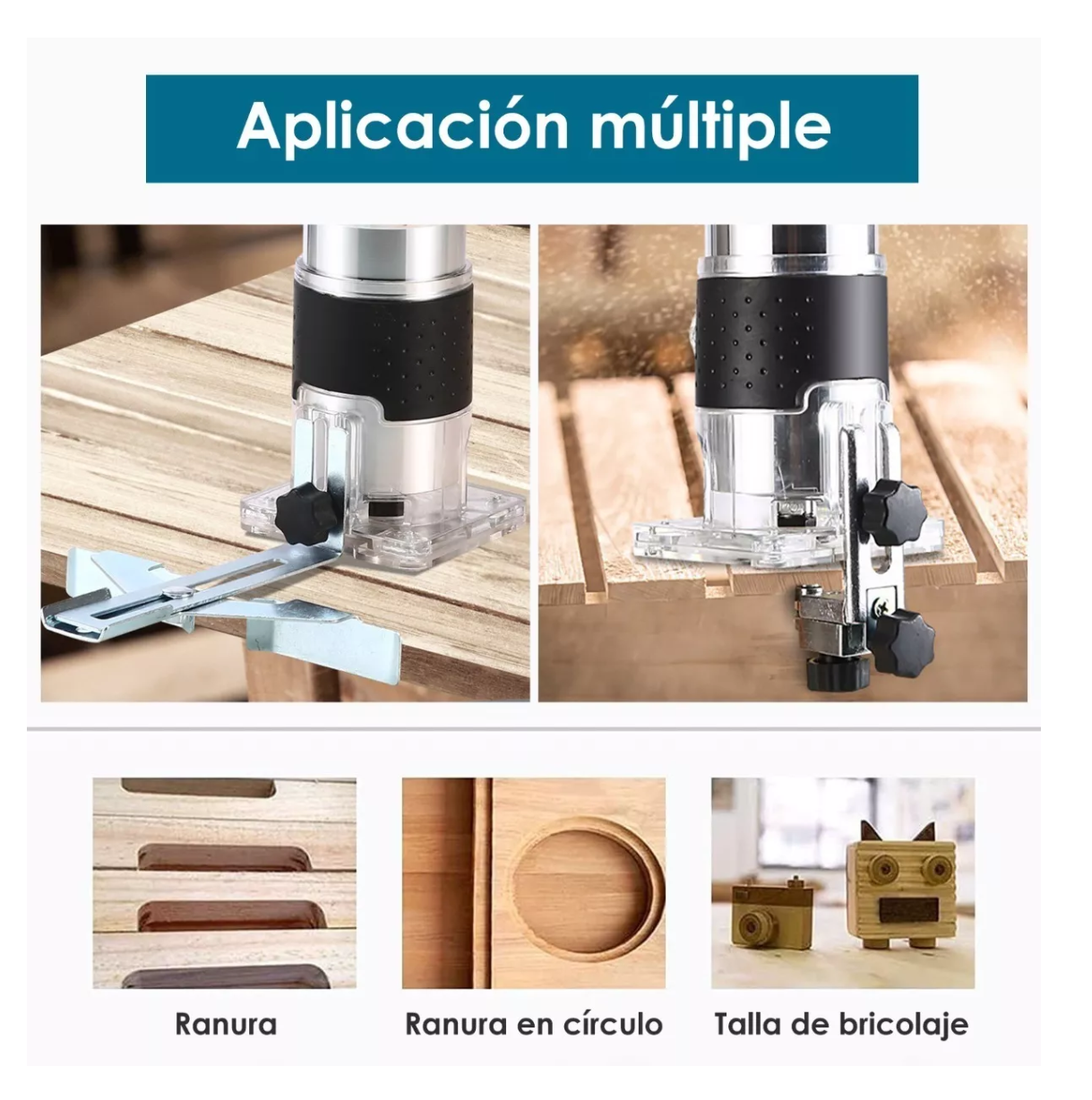 Foto 3 pulgar | Router Madera Recortadora Rebajadora 800w +15 Brocas Carburo Esi-7146-1 Azul