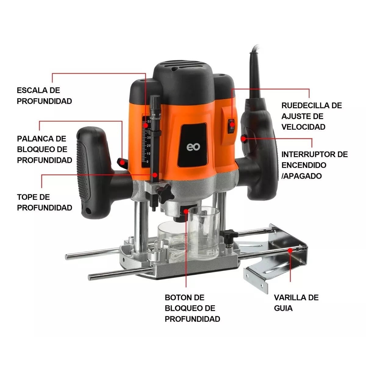 Foto 3 pulgar | Router 1200w 110v Con 12 Accesorios Eo Safe Imports Esi-3161-1 Naranja