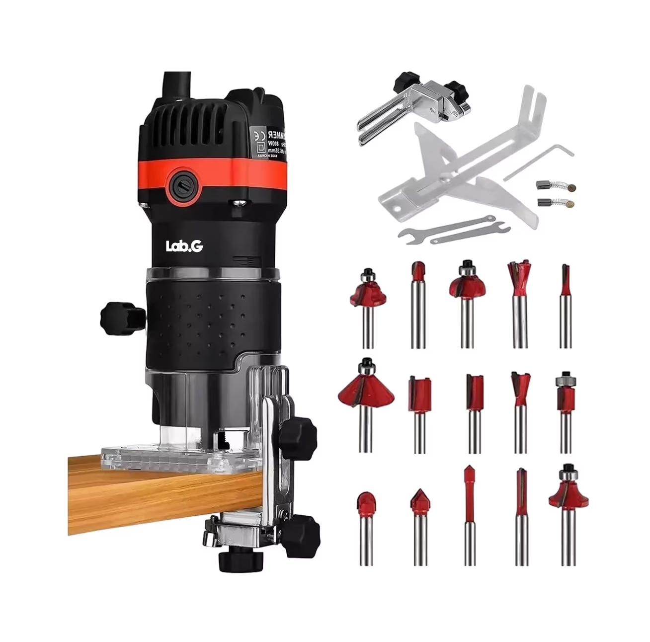 Enrutador Madera Recortadora Rebajadora Lab.g 800w 15 Brocas Carbu Negro