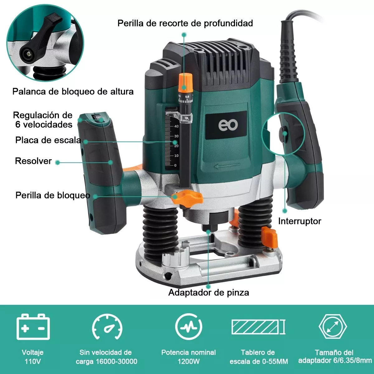 Foto 5 pulgar | Router Con Accesorios 27 Pzs Eo Safe Imports Esi-5911-1 Verde